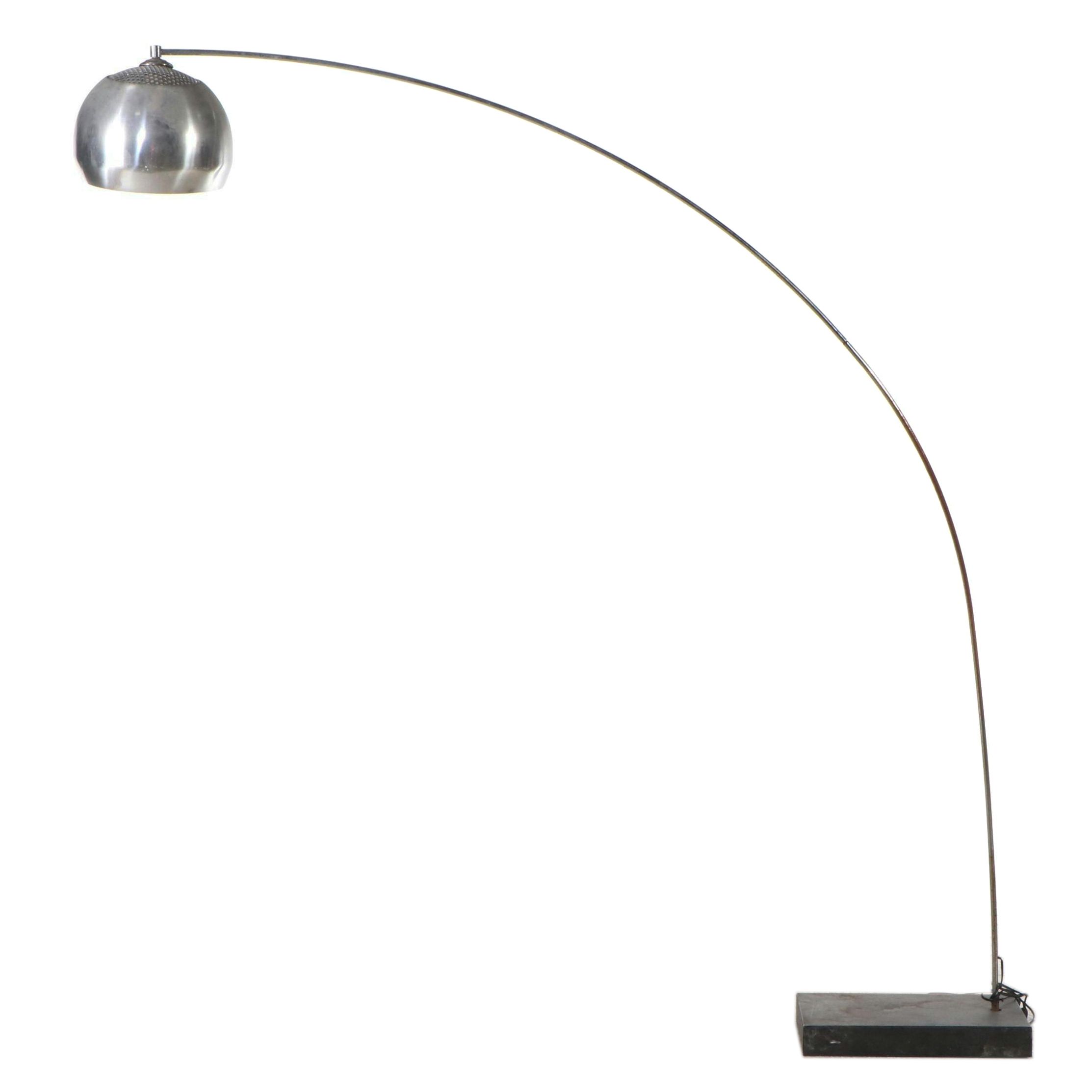Mid Century Modern Arc Floor Lamp With Brushed Nickel Eyeball Shade