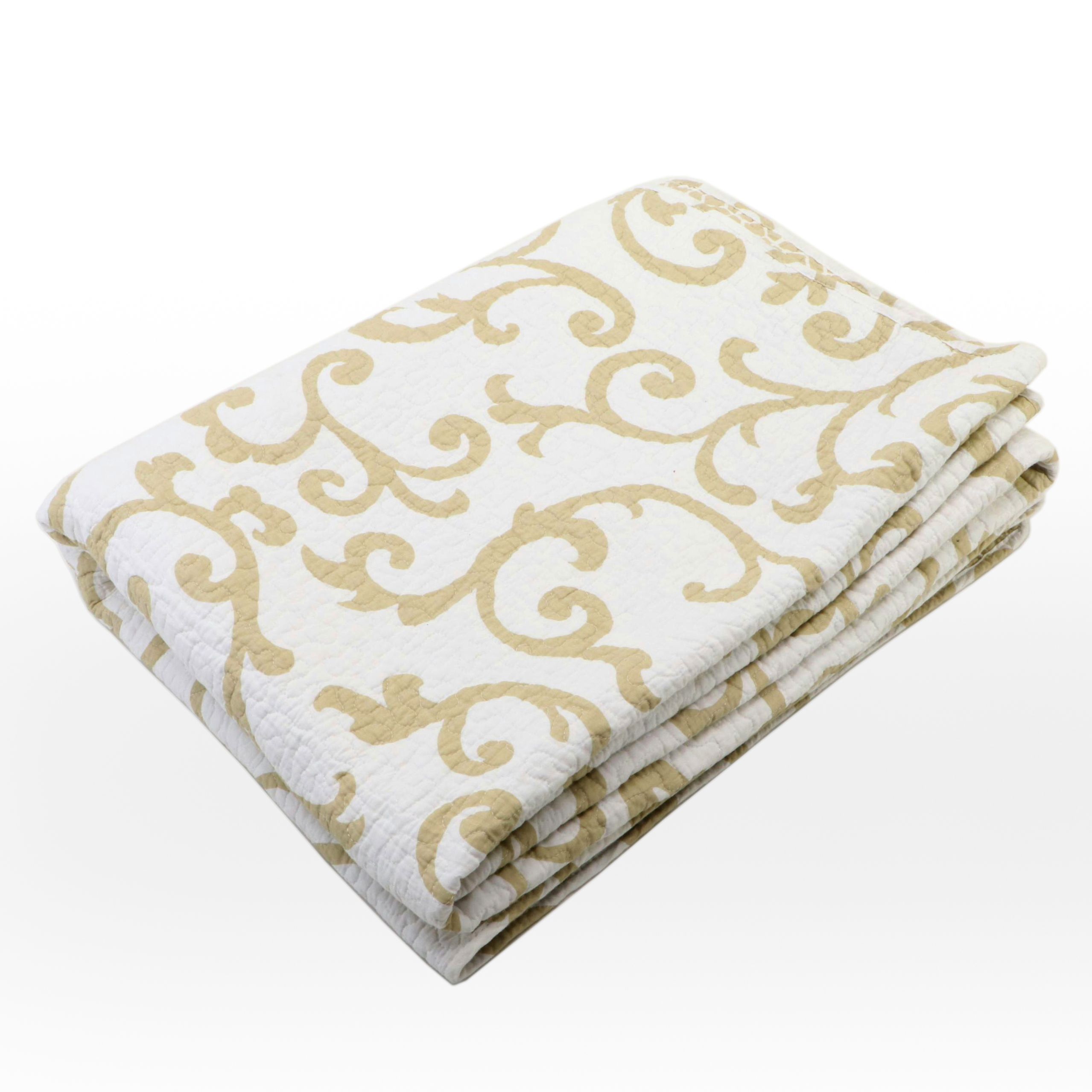 Cotton Arabesque Print Pattern Twin Size Quilt