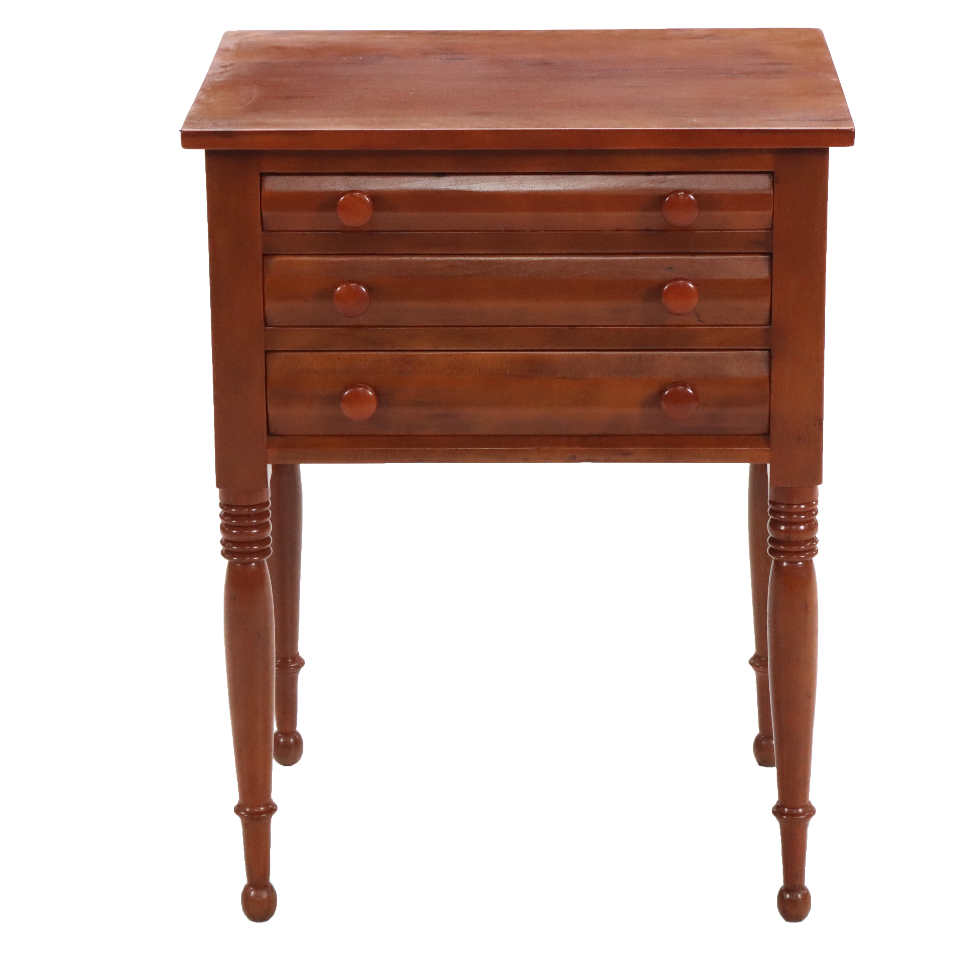 Sheraton Three-Drawer Cherry Side Table, Mid 19th Century