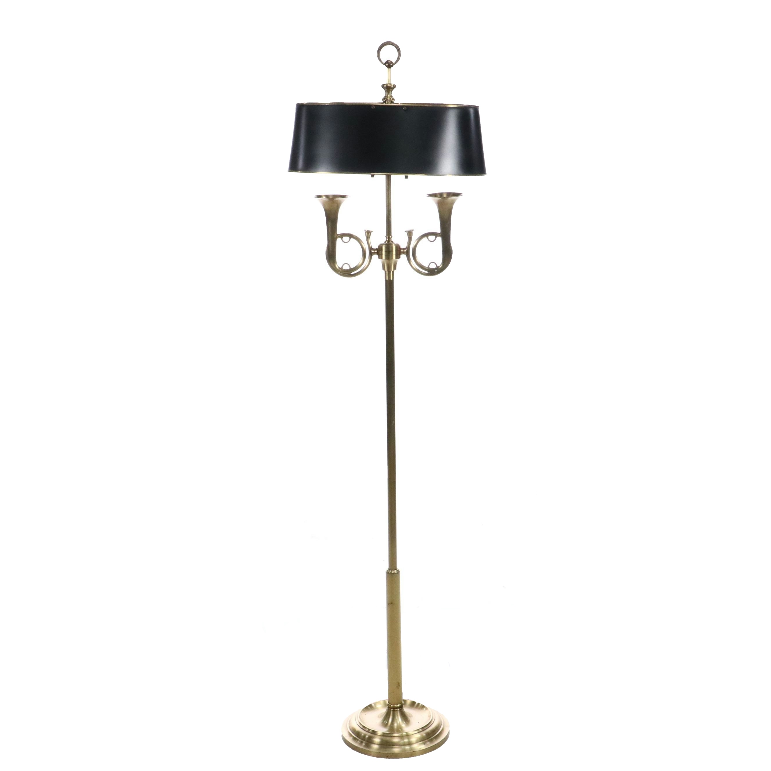 Wildwood Neoclassical Style Brass Finish Bouillotte Floor Lamp with Tole Shade