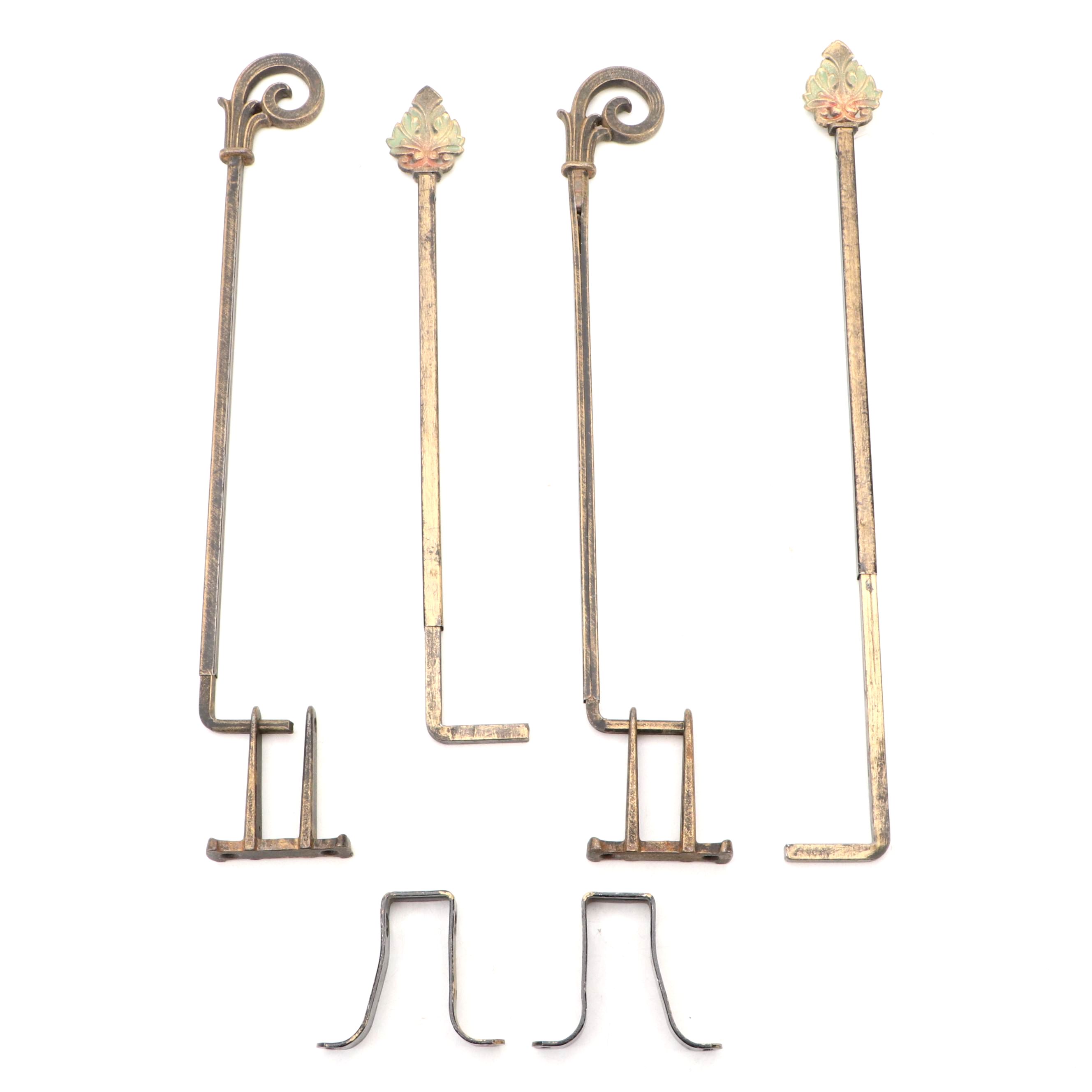 Cast Iron Swing Arm Curtain Rods, Early to Mid-20th Century