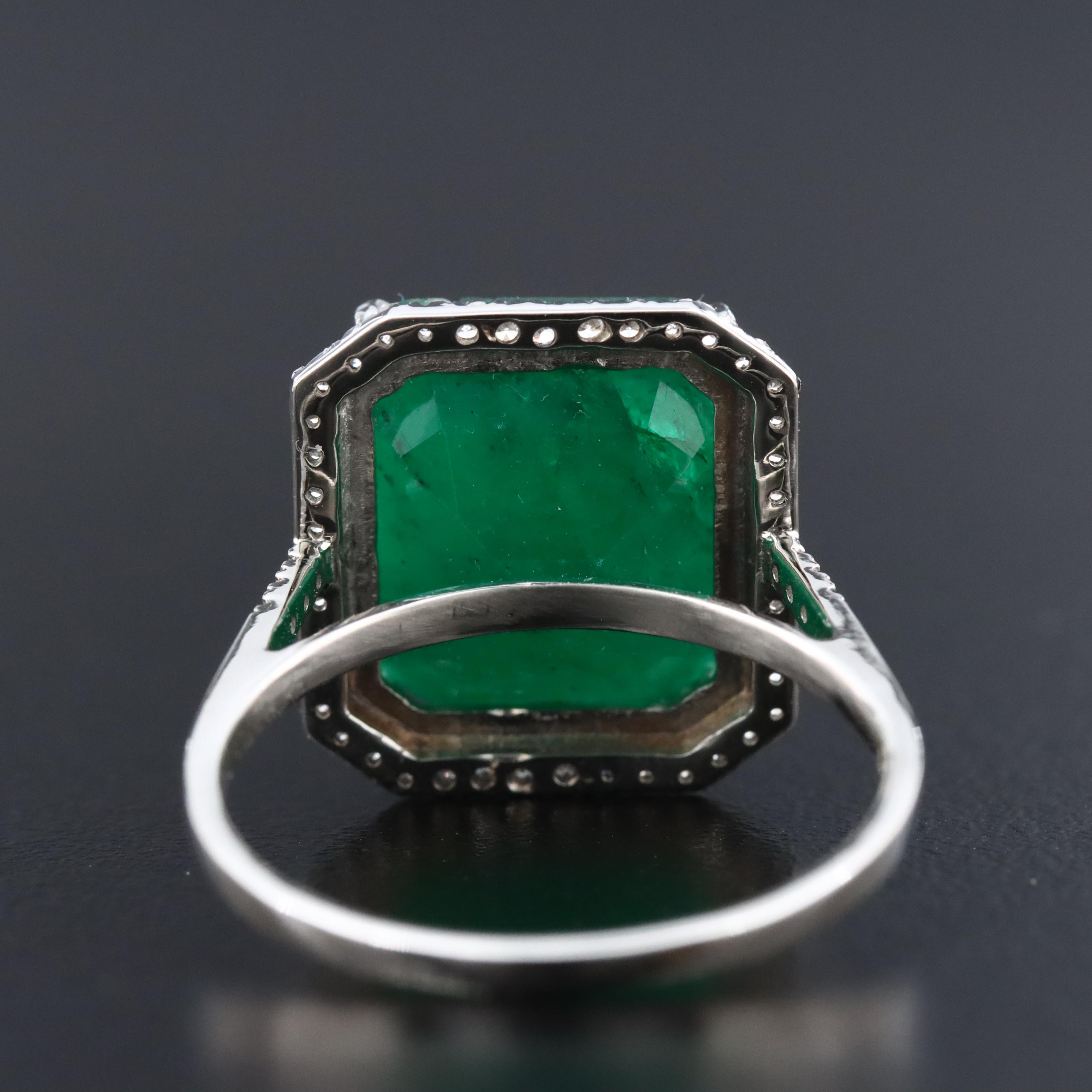 Platinum 6.86 CT Emerald and 0.19 CTW Diamond Ring