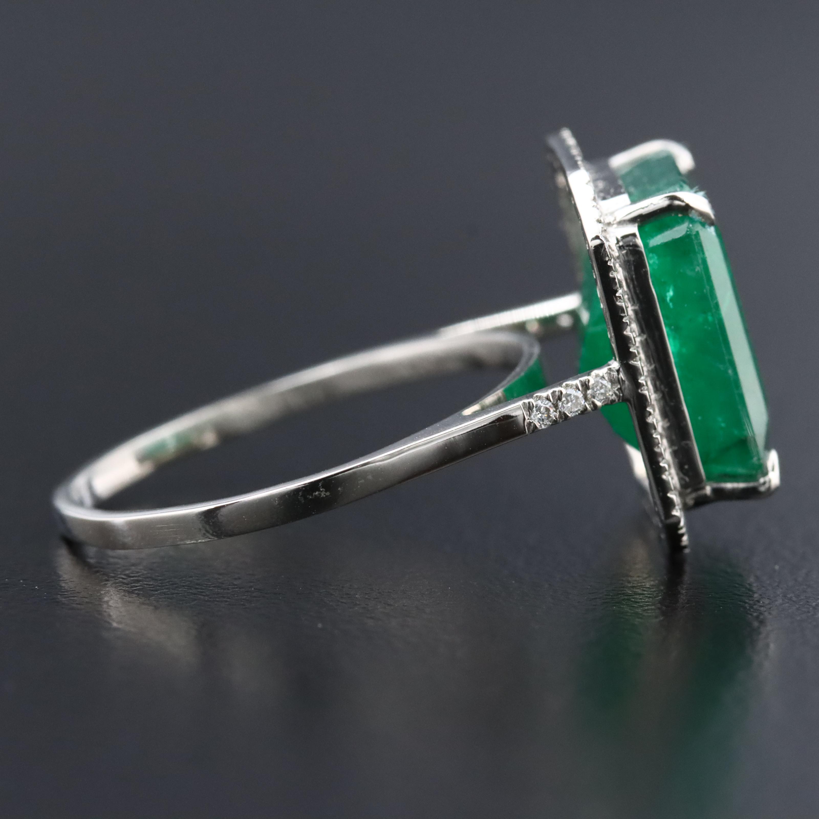 Platinum 6.86 CT Emerald and 0.19 CTW Diamond Ring