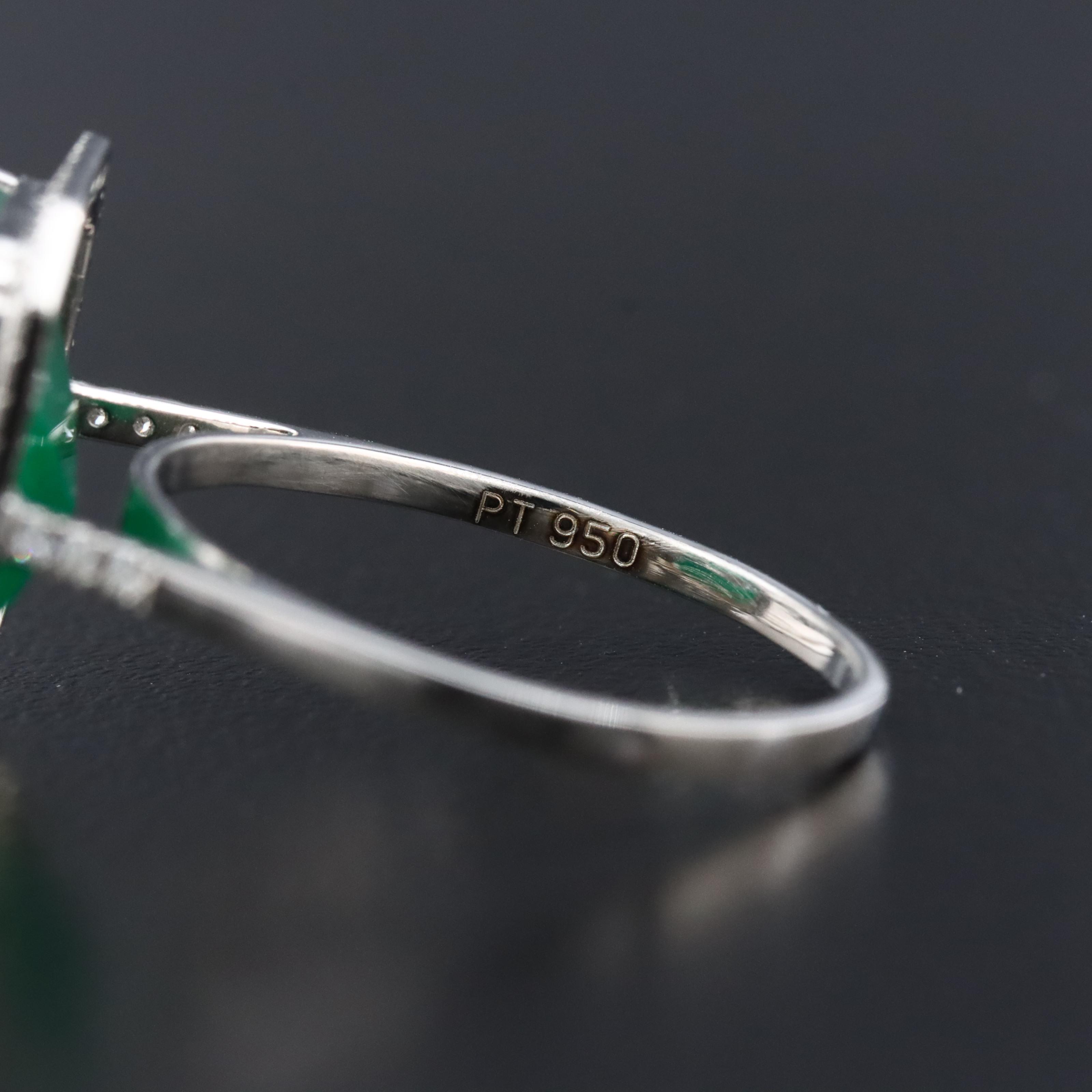 Platinum 6.86 CT Emerald and 0.19 CTW Diamond Ring