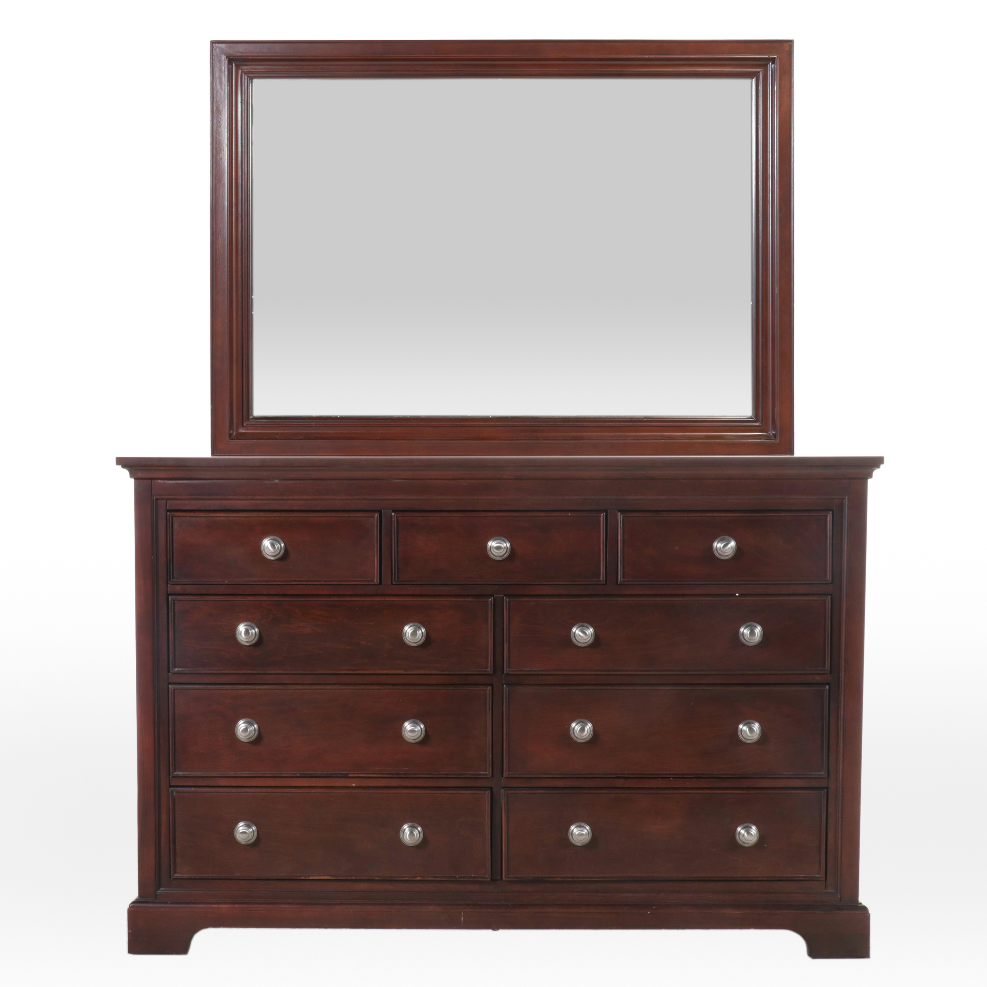 Klaussner Mahogany Finished Dresser and Mirror, 2011