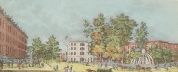 Engravings of U.S. Cities and Hand-Colored Lithographs "Bowling Green," 1855