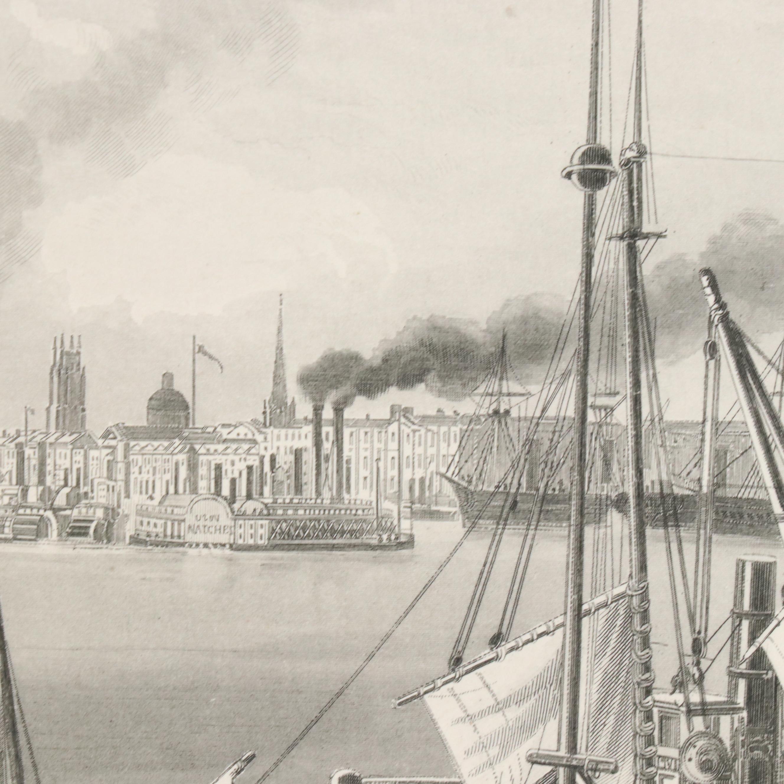 Engravings of U.S. Cities and Hand-Colored Lithographs "Bowling Green," 1855