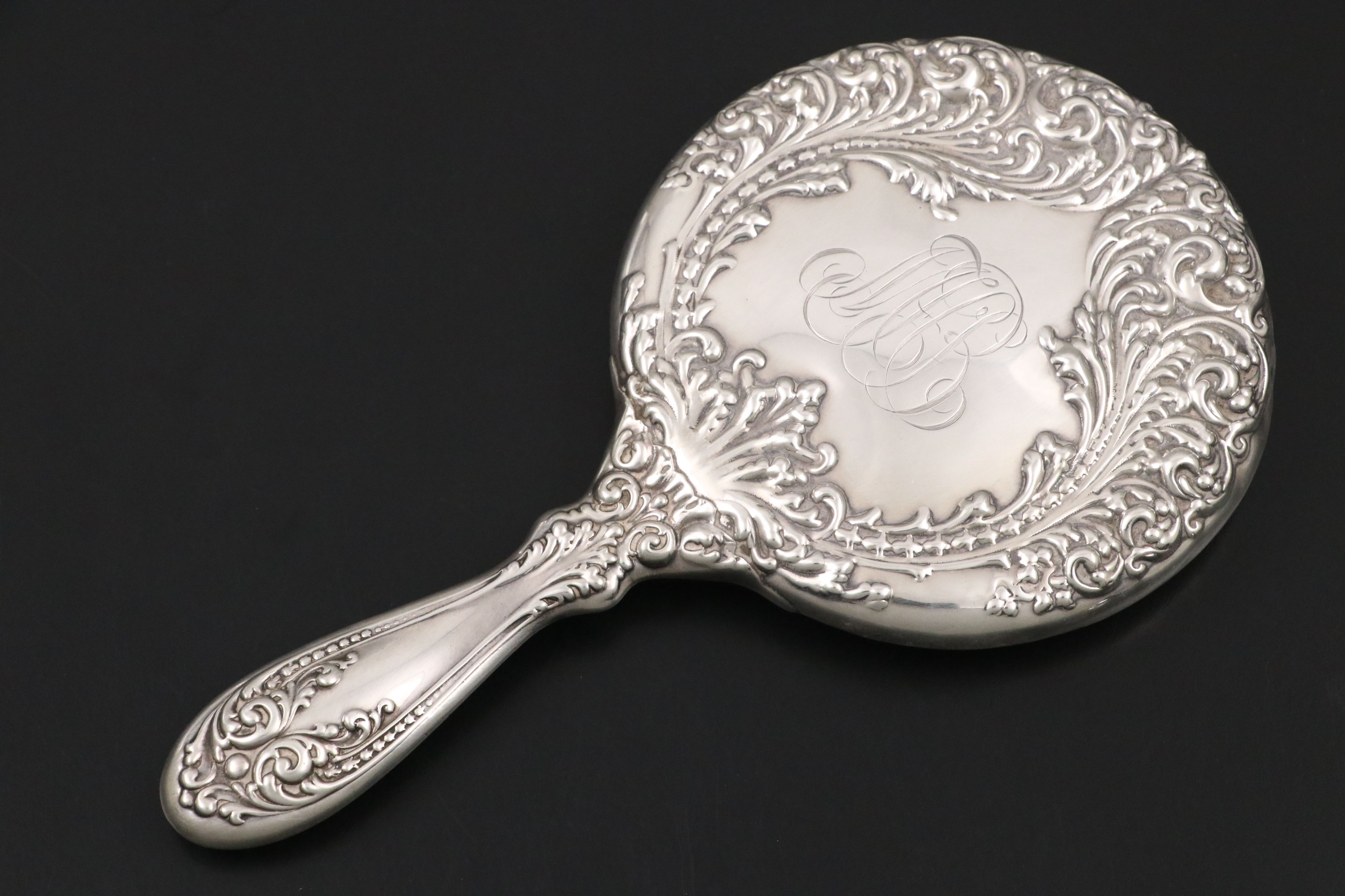 Victorian Sterling Silver and Cut Glass Vanity Jars, Bottles with Mirror