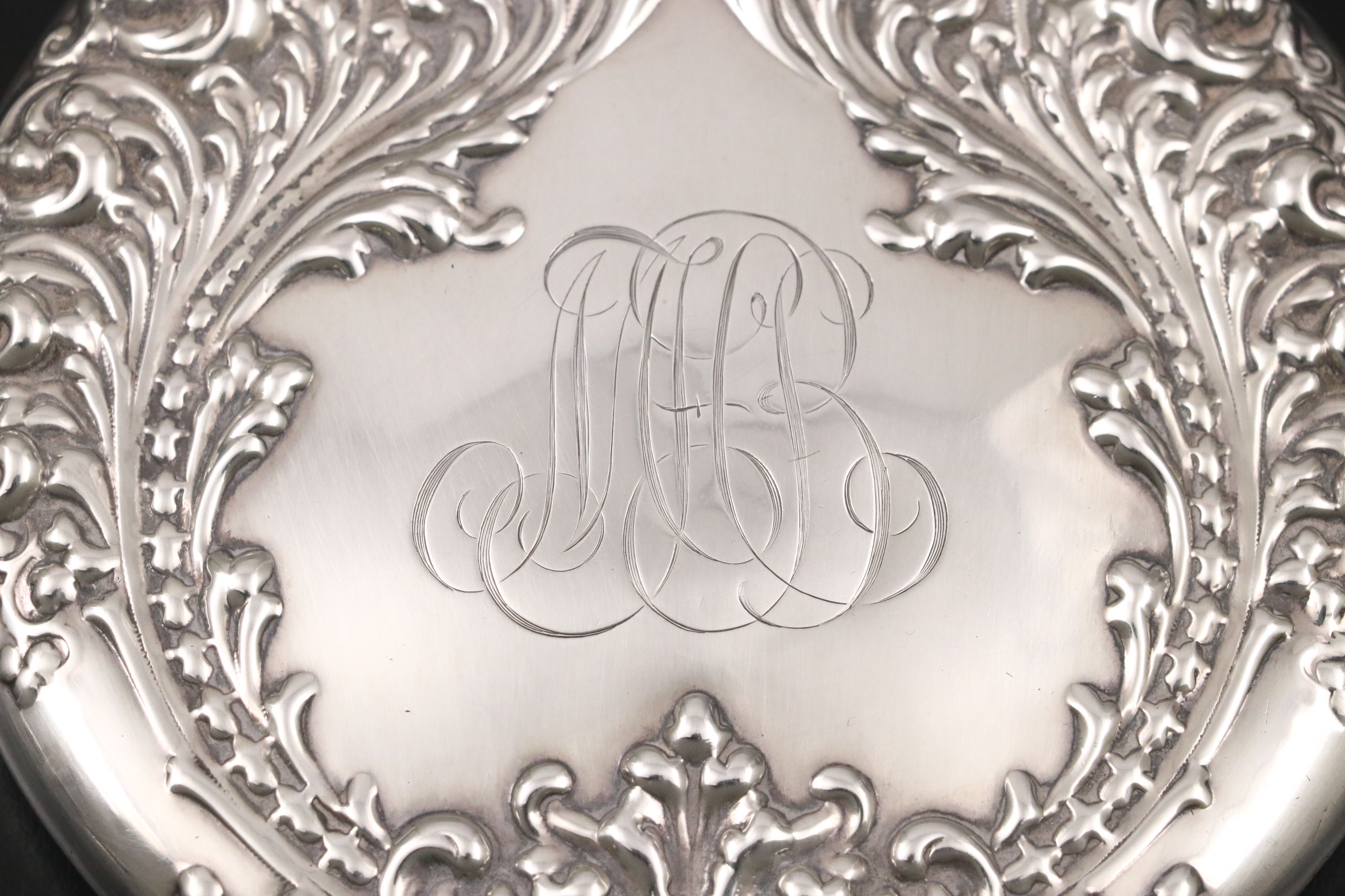 Victorian Sterling Silver and Cut Glass Vanity Jars, Bottles with Mirror