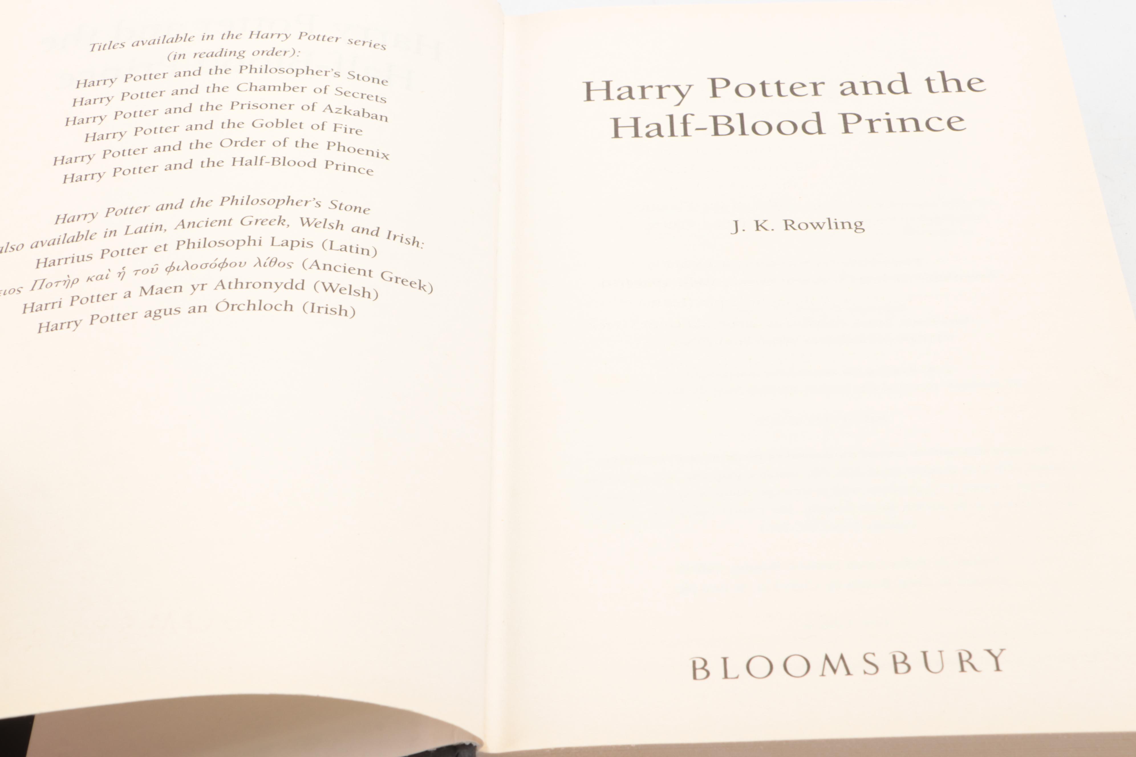 First UK Adult Edition "Harry Potter and the Half-Blood Prince" by J. K. Rowling