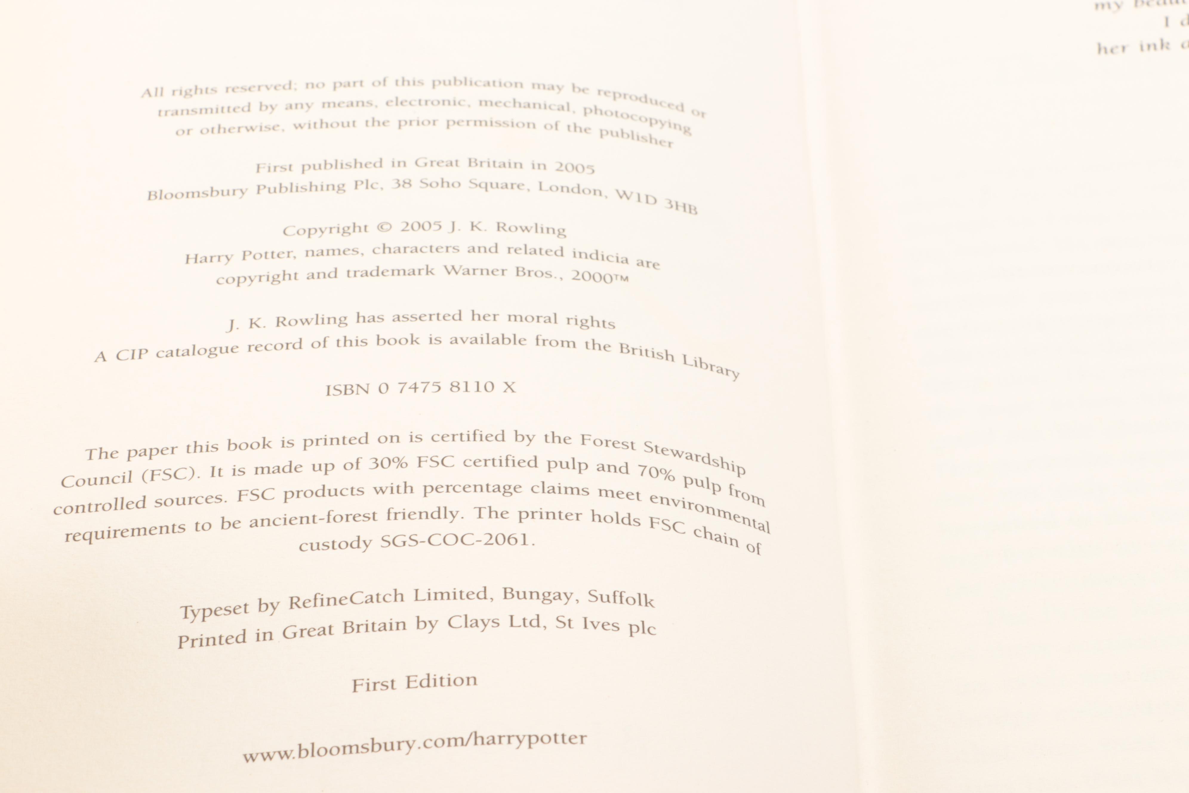 First UK Adult Edition "Harry Potter and the Half-Blood Prince" by J. K. Rowling