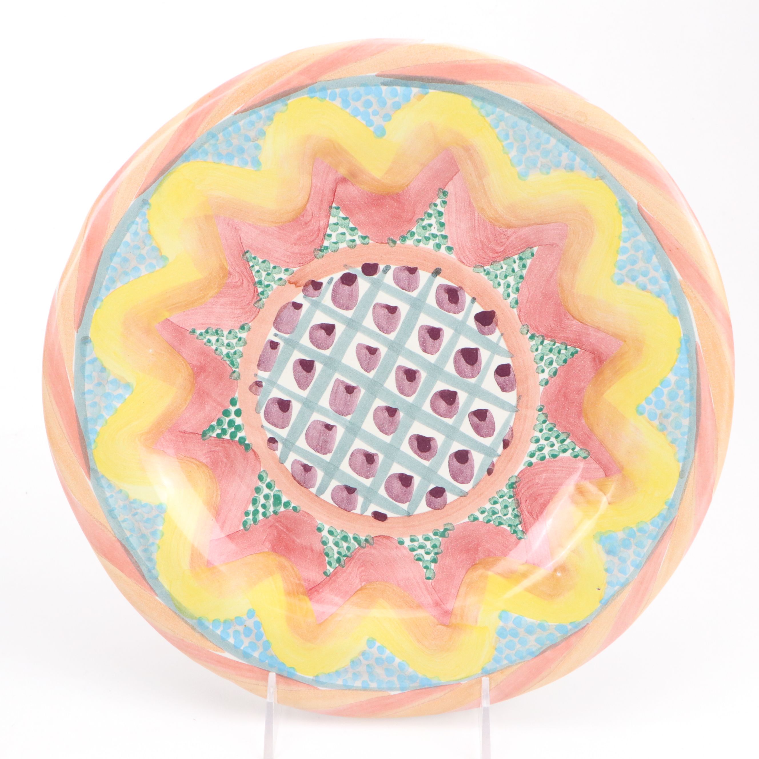 MacKenzie-Childs "Keukenhoff" Ceramic Plate and Ruffled Oval Serving Platter