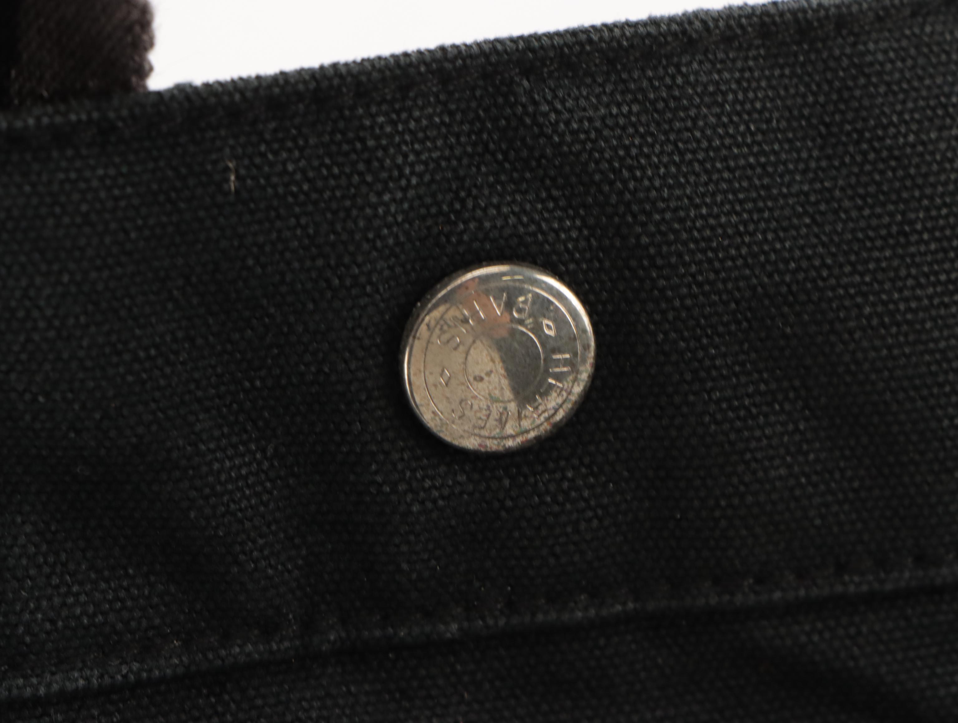 Hermès Fourre-Tout MM in Black and Grey Cotton Canvas