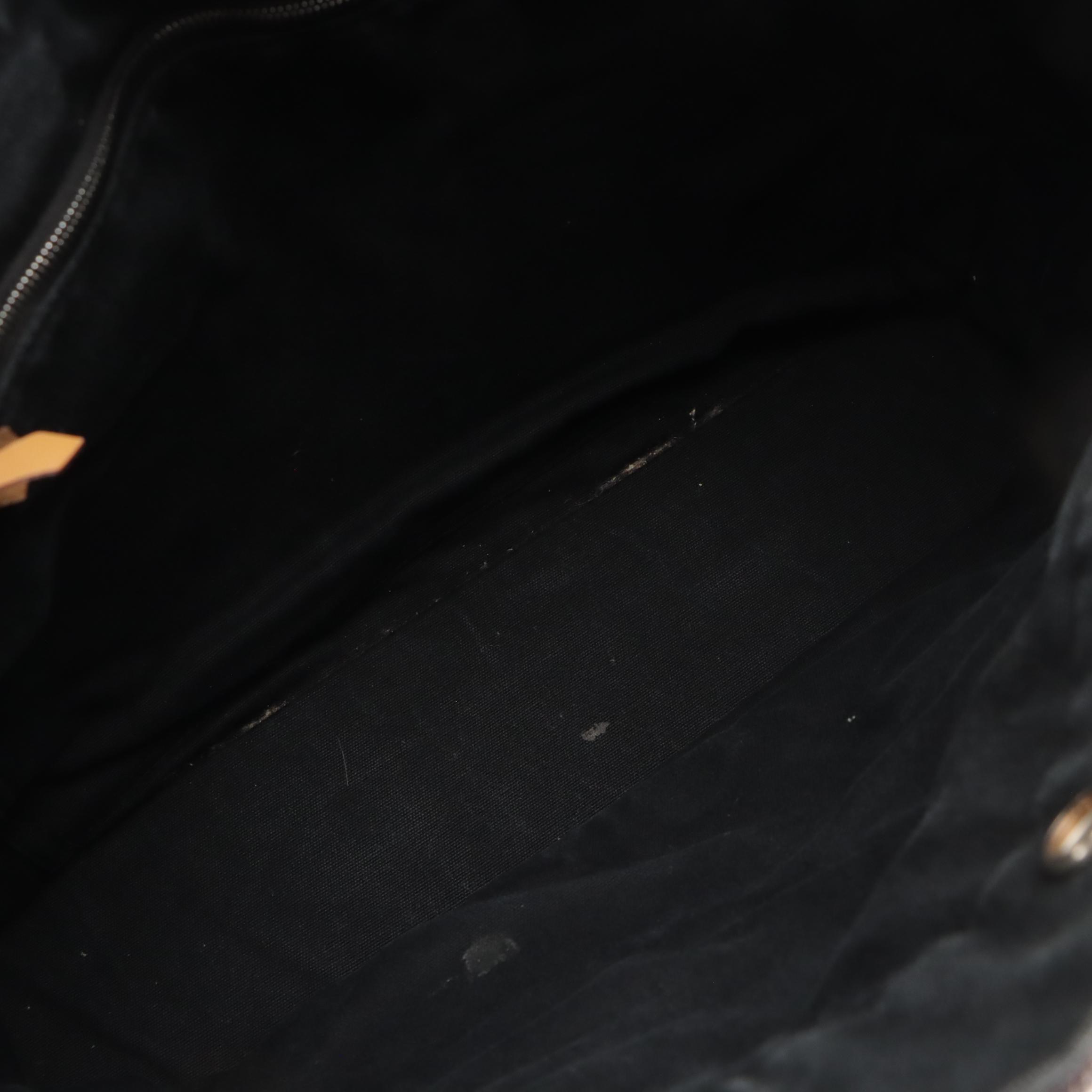 Hermès Fourre-Tout MM in Black and Grey Cotton Canvas