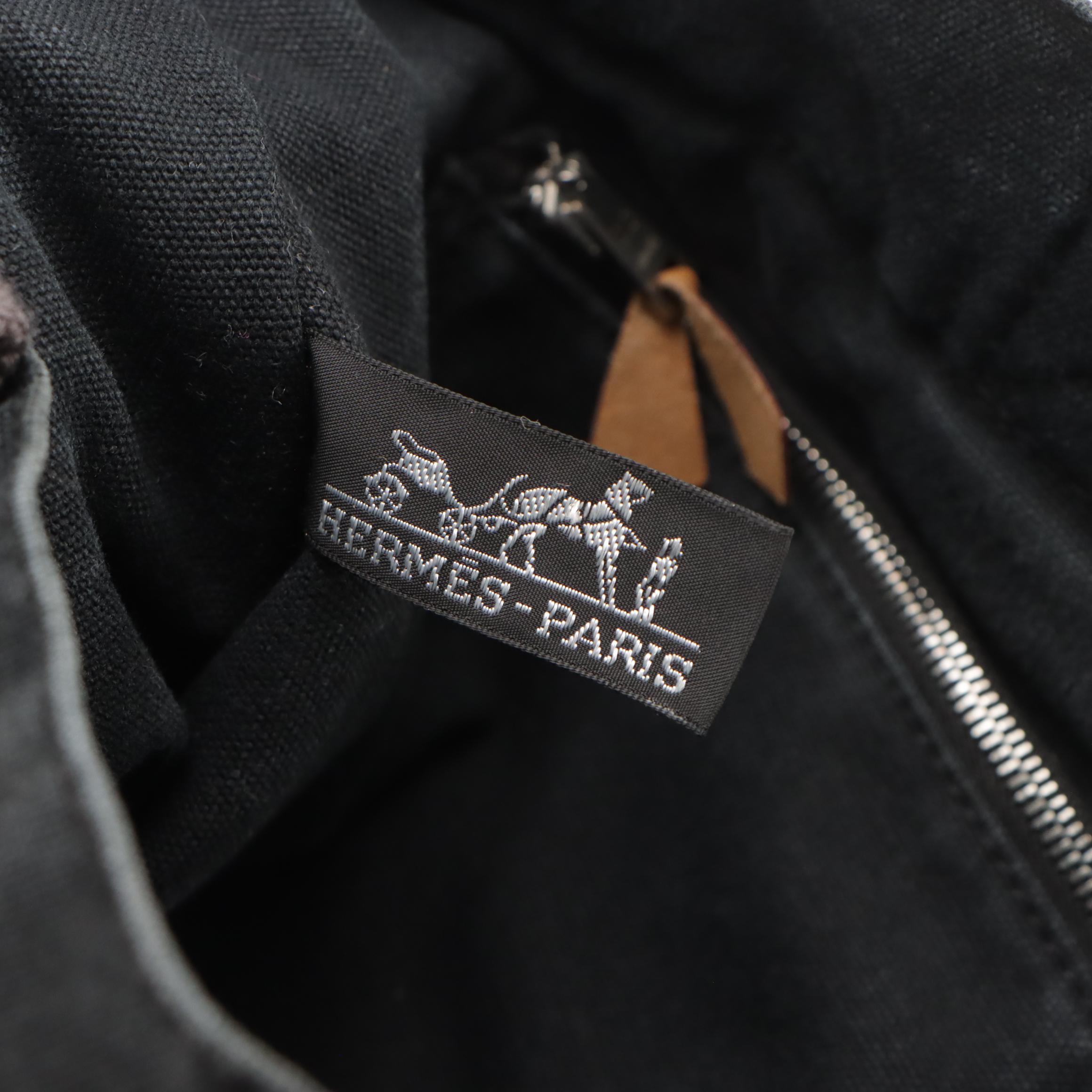 Hermès Fourre-Tout MM in Black and Grey Cotton Canvas