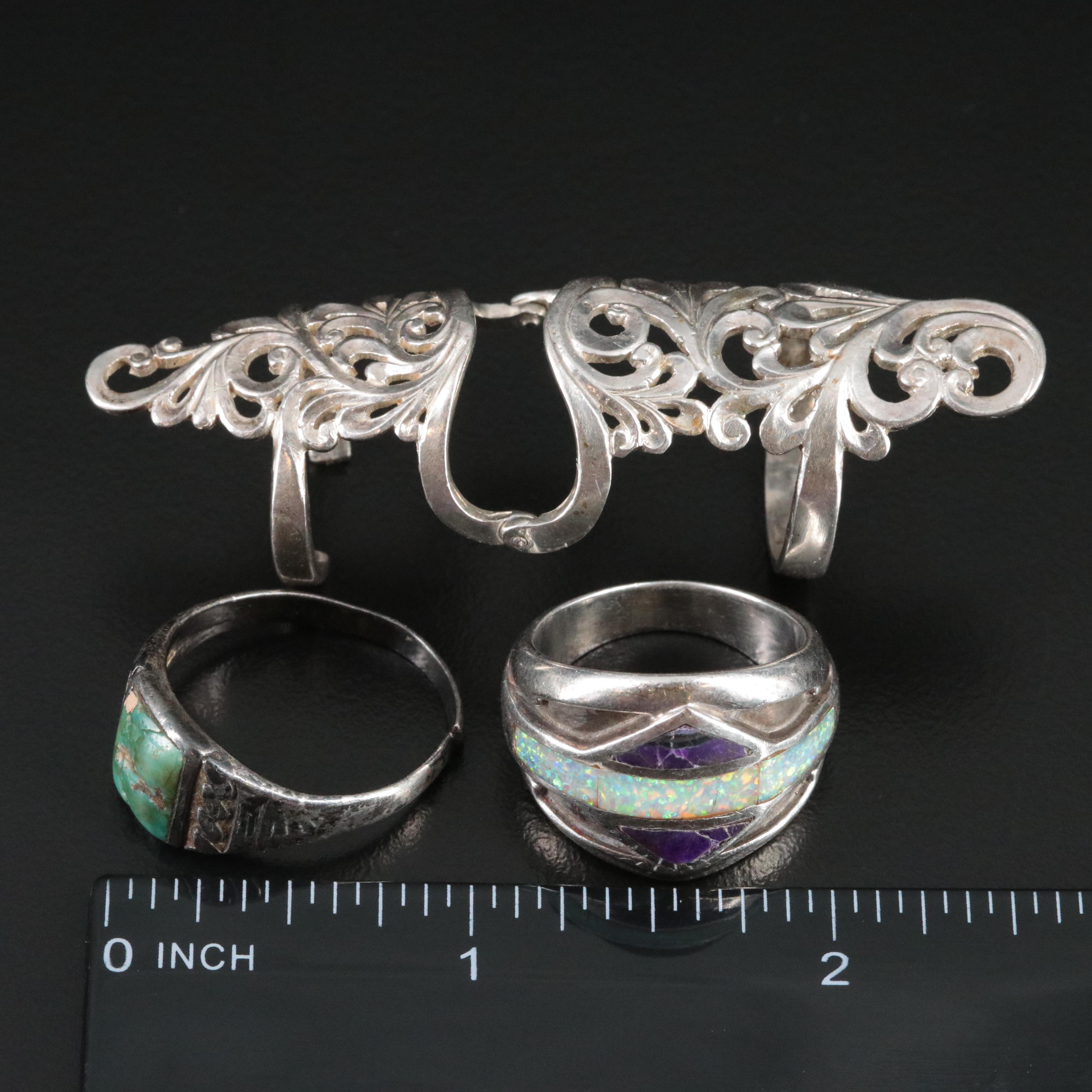 Moss Agate, Turquoise and Chrysocolla Featured in Sterling Rings