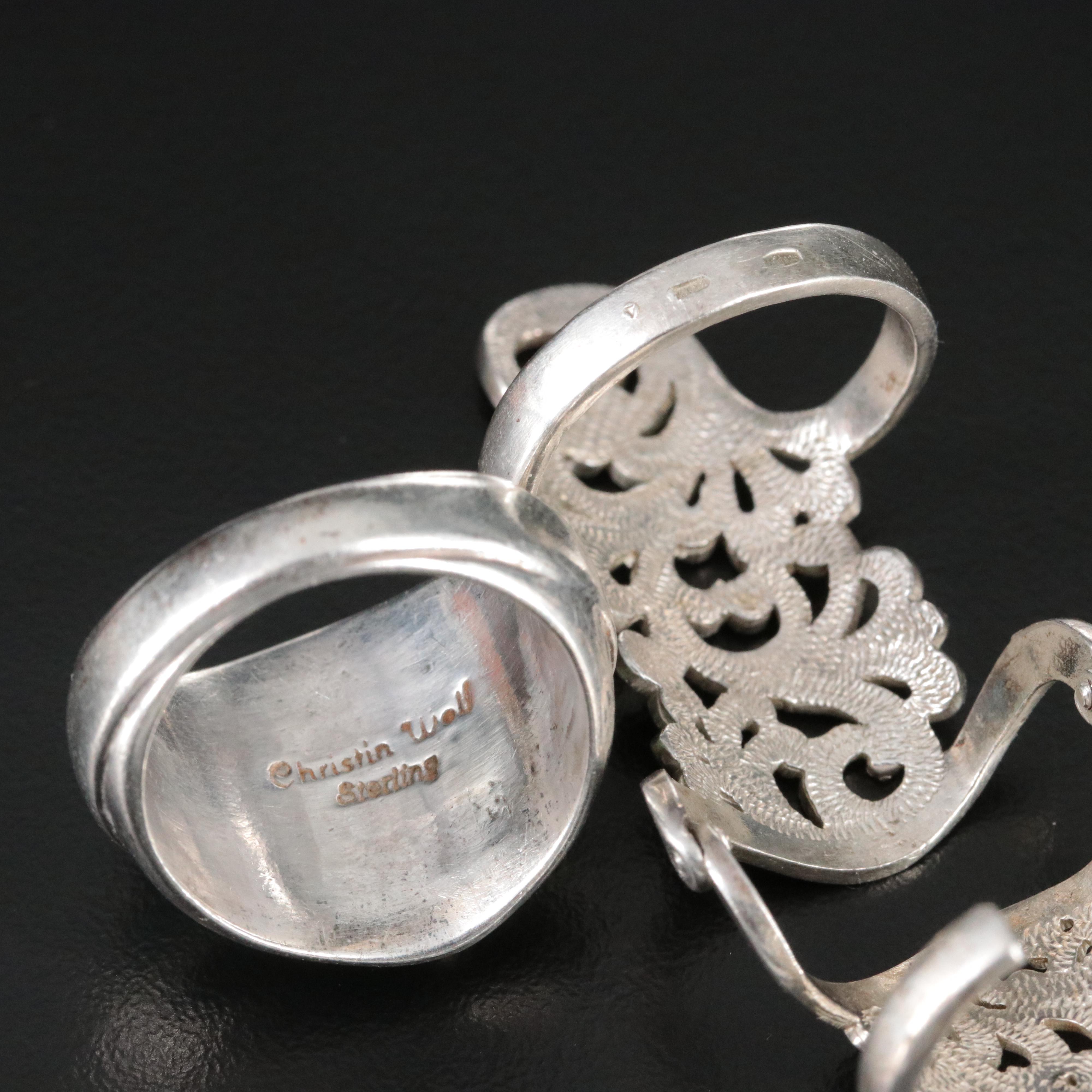 Moss Agate, Turquoise and Chrysocolla Featured in Sterling Rings