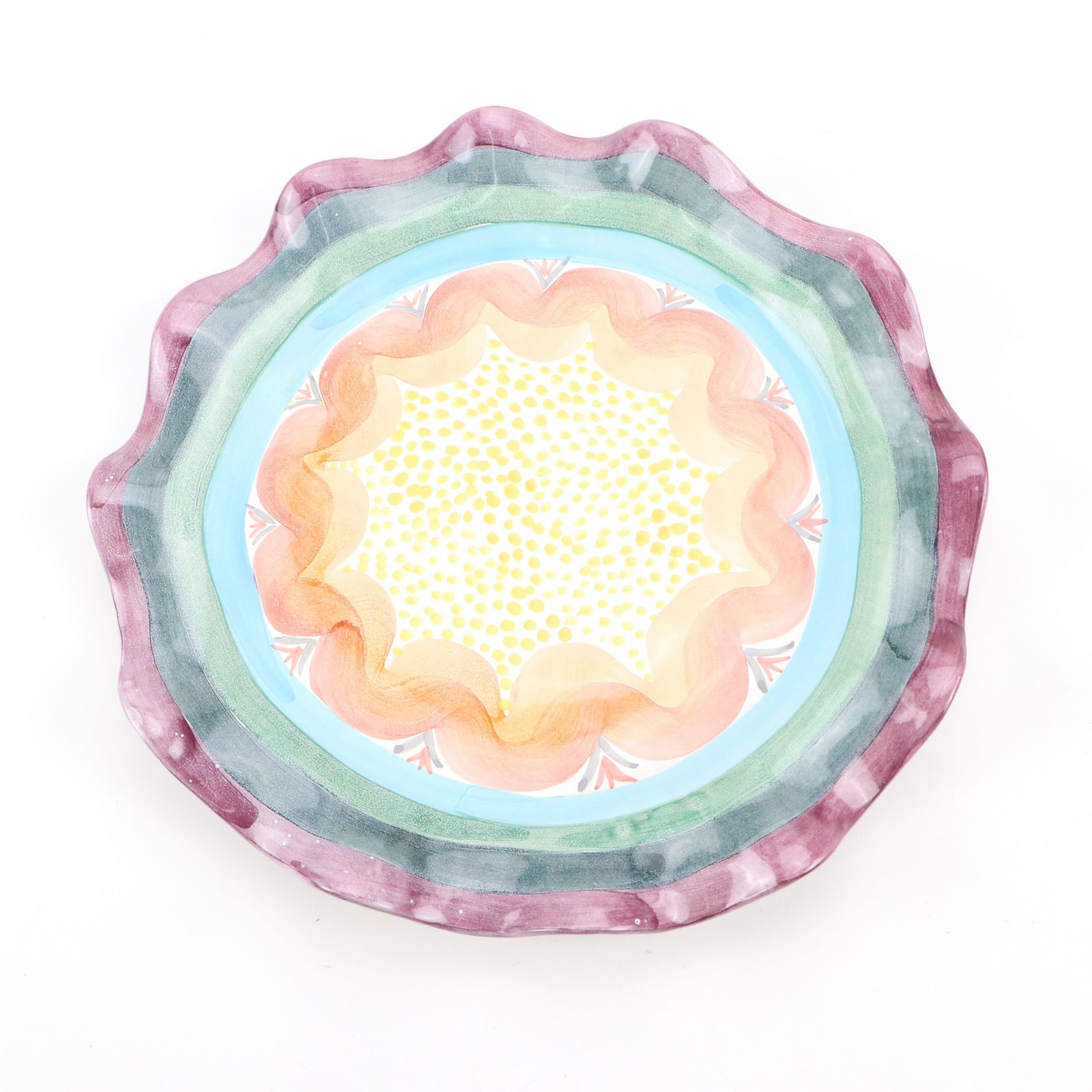 MacKenzie-Childs Victoria and Richard Ruffled Round Ceramic Platters