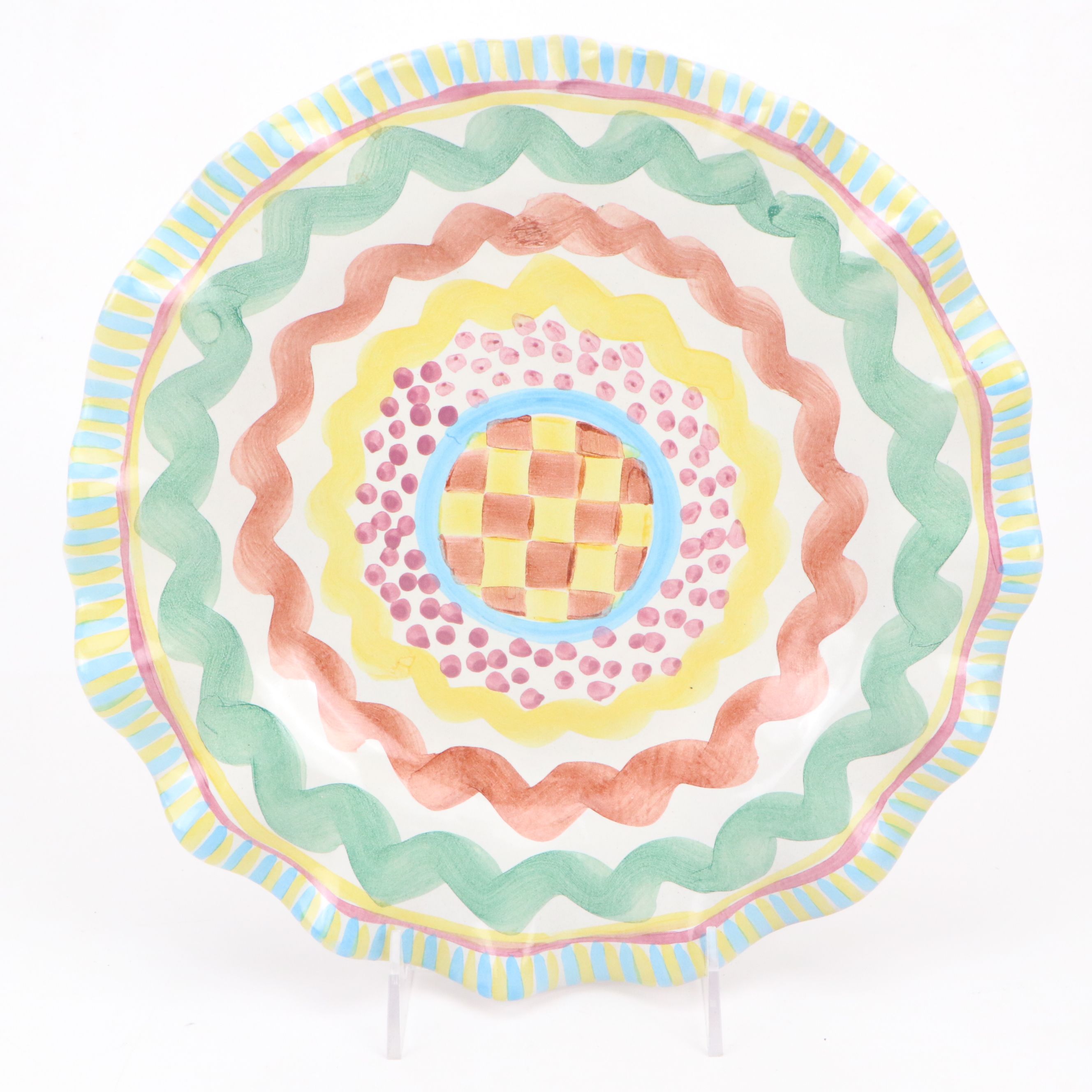 MacKenzie-Childs Victoria and Richard Ruffled Round Ceramic Platters