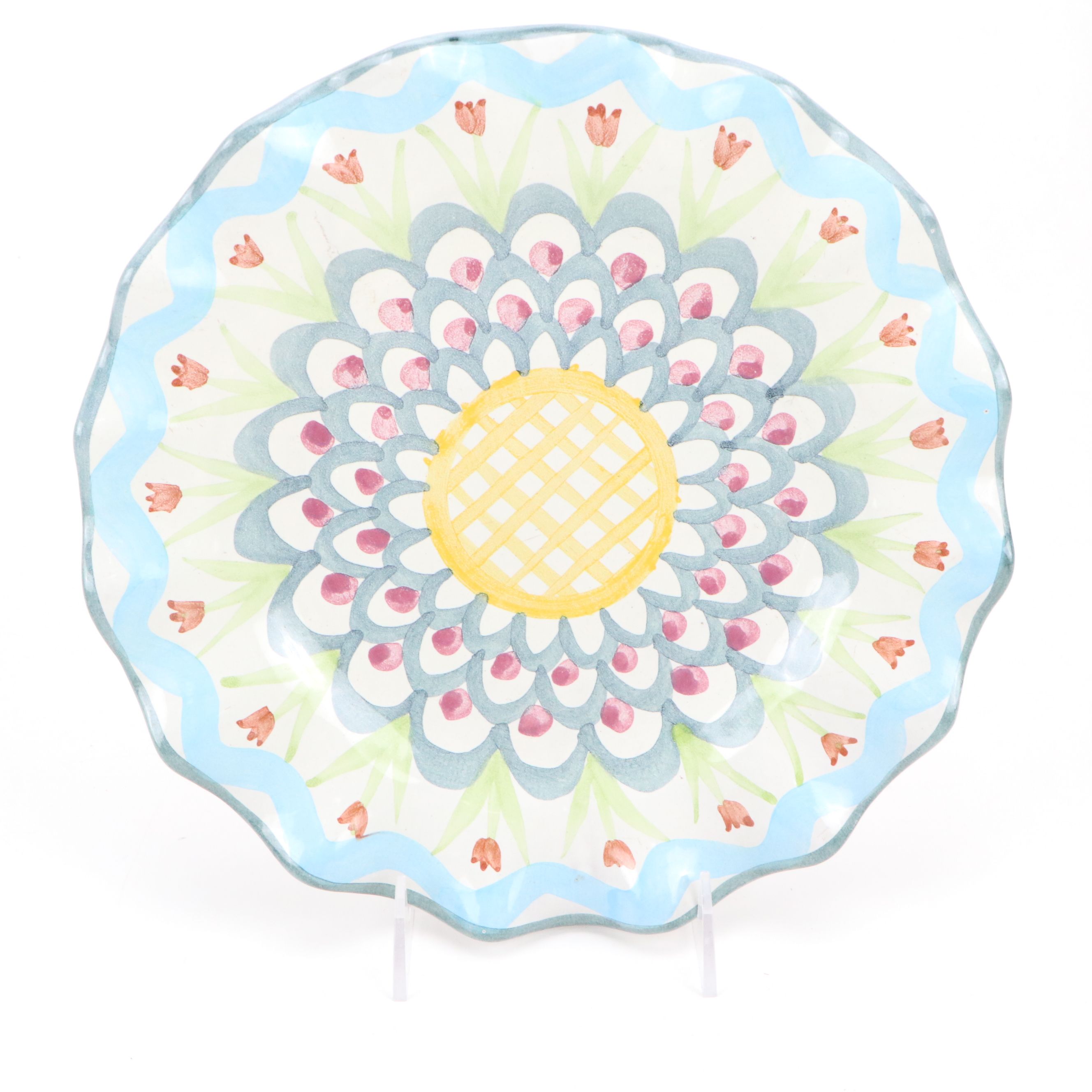 MacKenzie-Childs Victoria and Richard Ruffled Round Ceramic Platters
