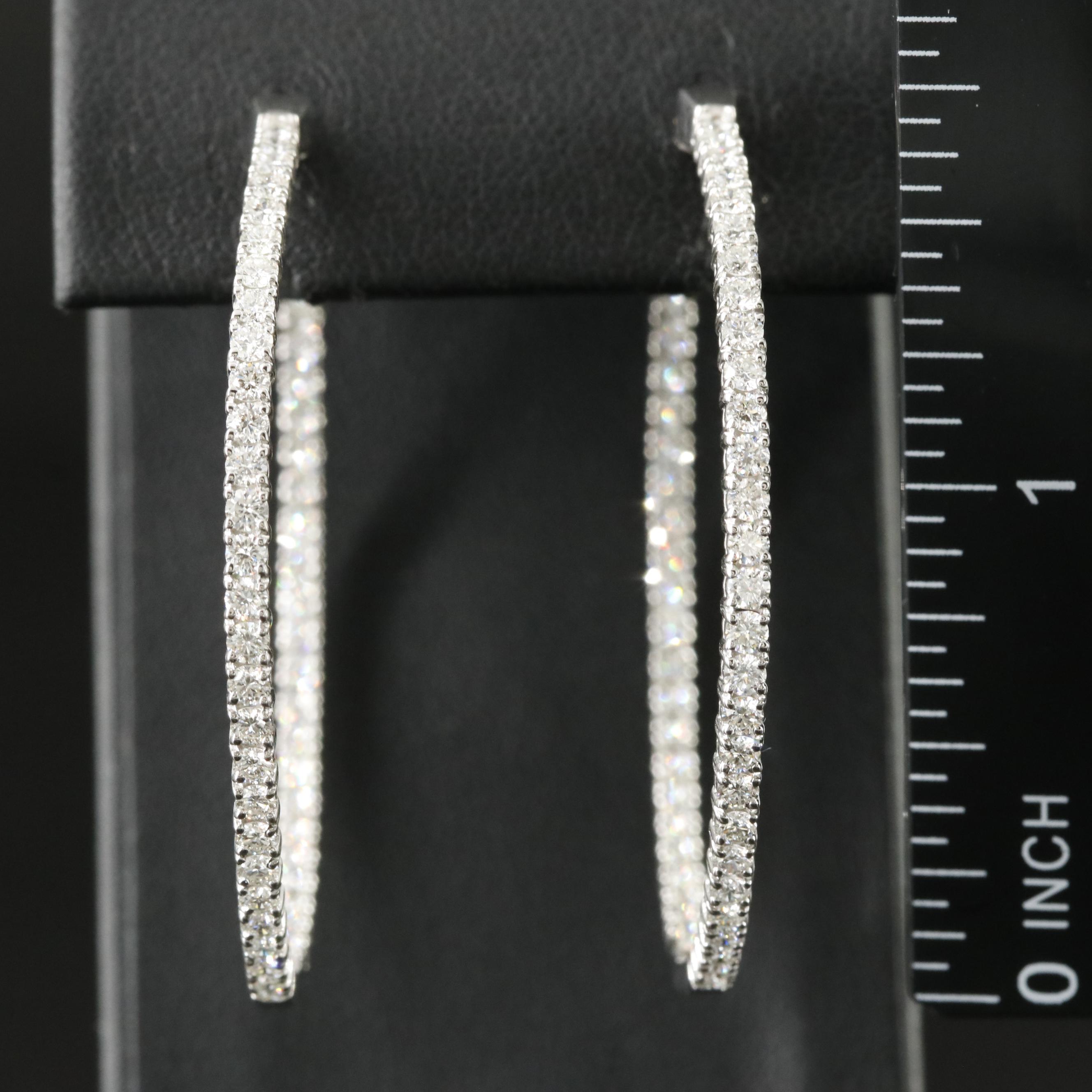 Platinum 2.90 CTW Diamond Inside Out Hoop Earrings