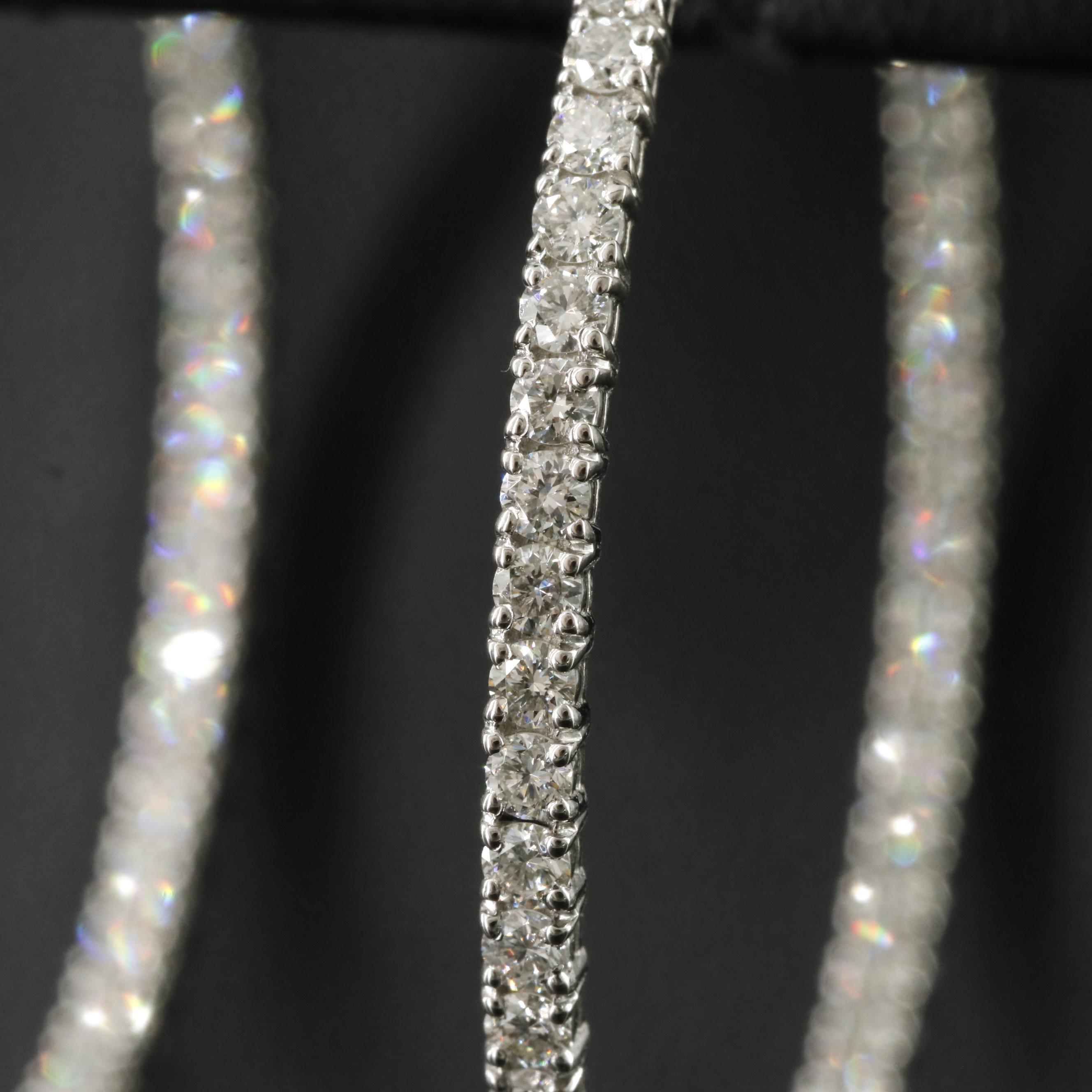 Platinum 2.90 CTW Diamond Inside Out Hoop Earrings