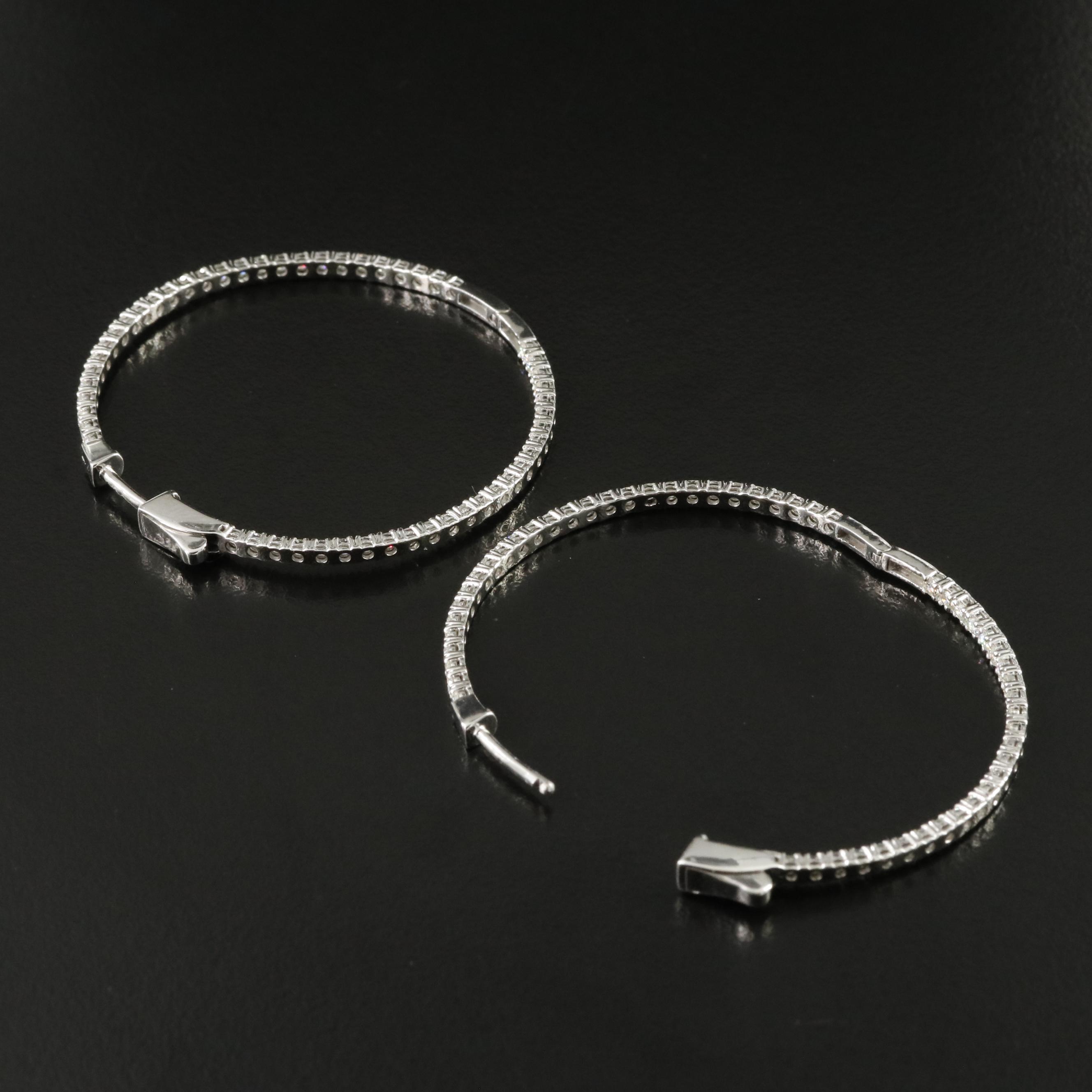 Platinum 2.90 CTW Diamond Inside Out Hoop Earrings
