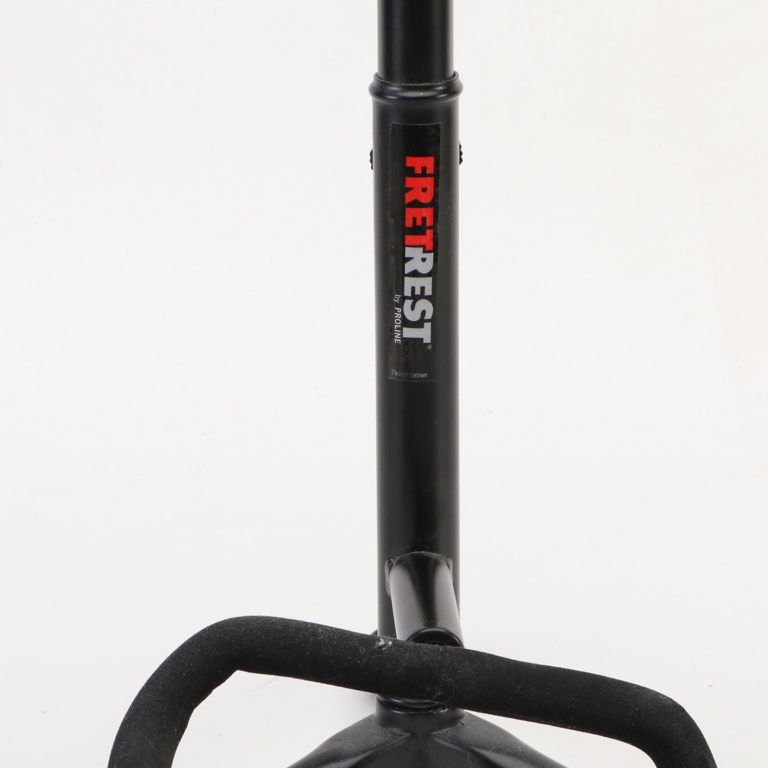 Guitar Stand with Cry-Baby Pedal, Big Muff Guitar Effects, Boss Chromatic Tuner