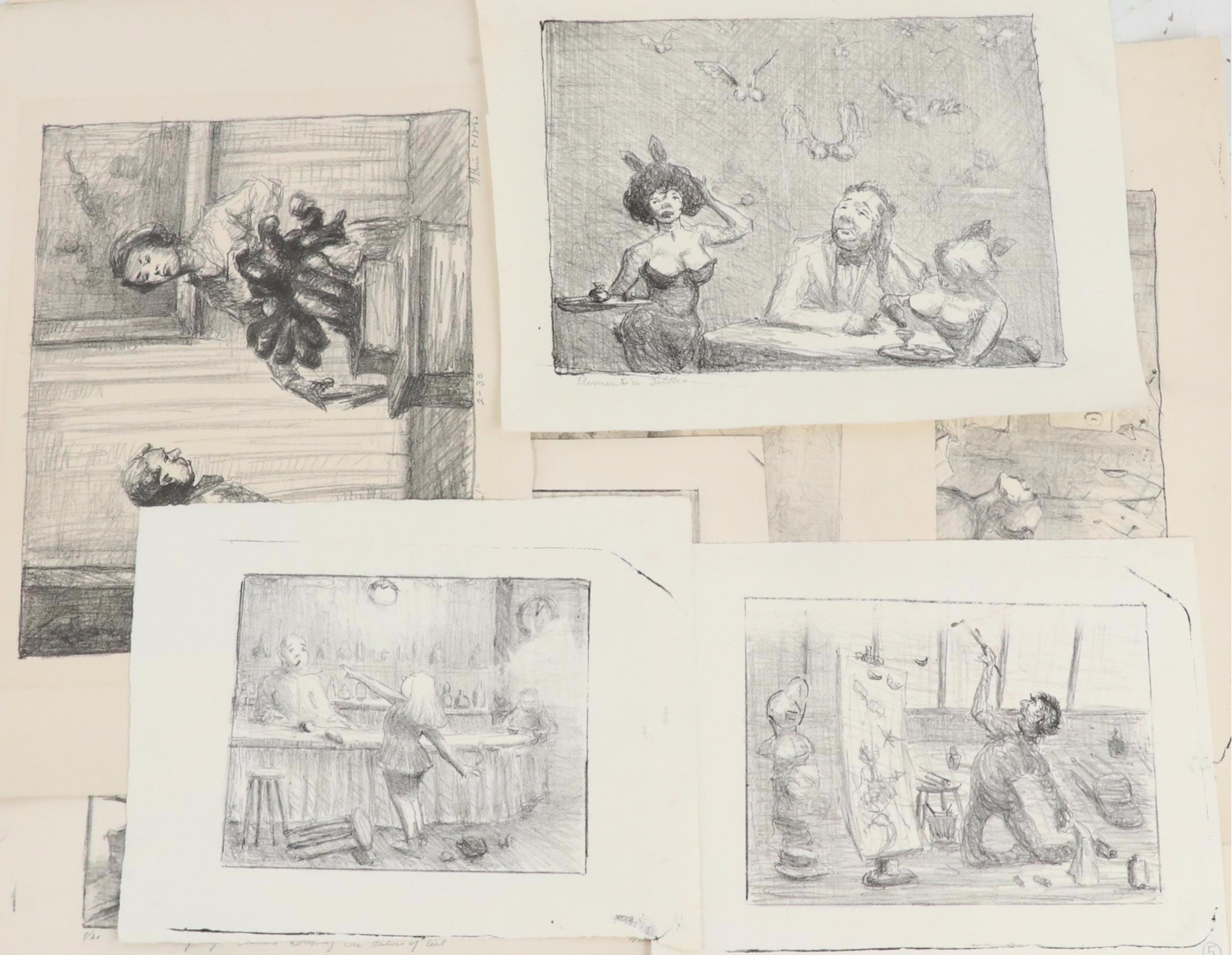 Winston Price Collection of Figural Stone Lithographs, Mid-20th Century