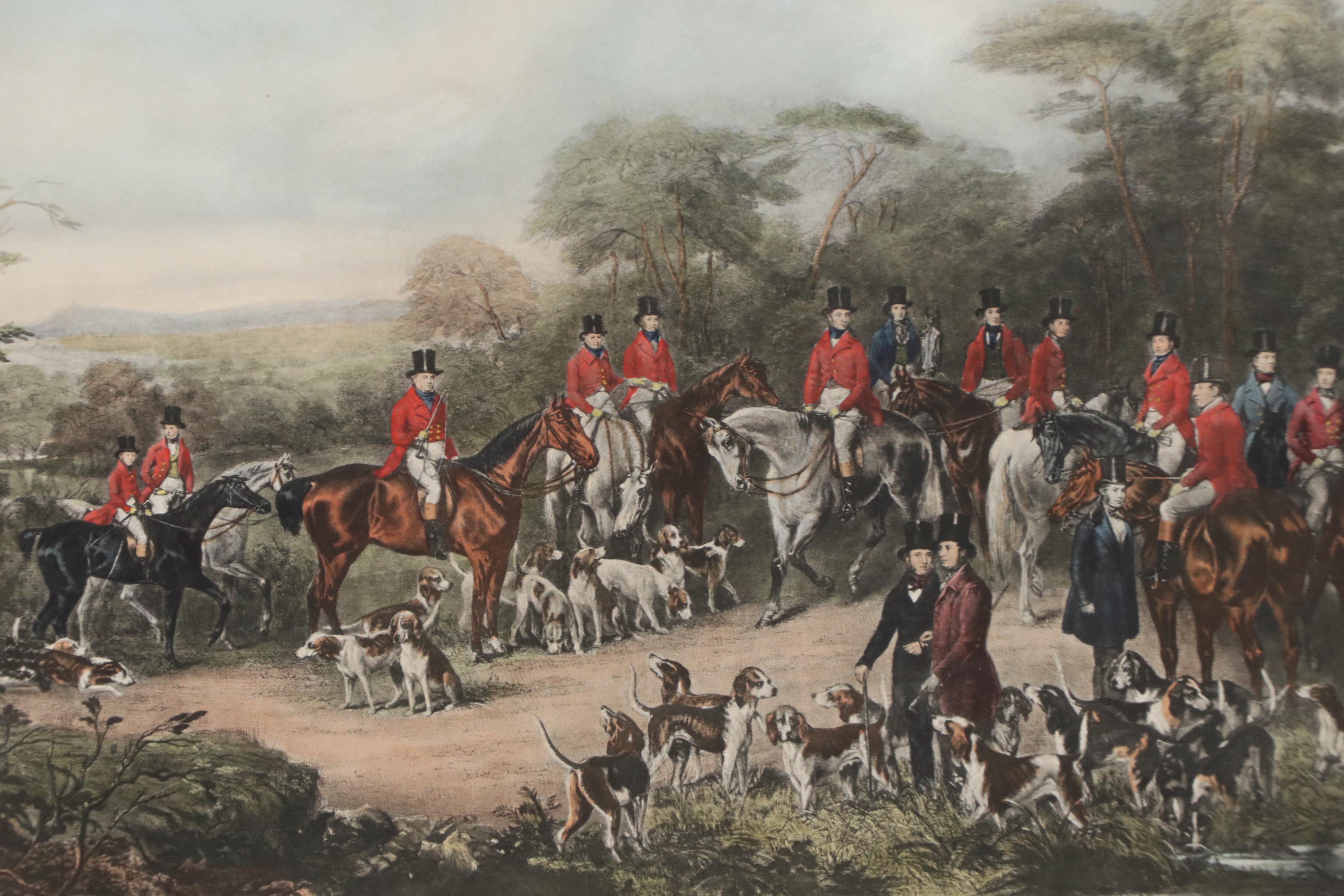 Hunting Genre Hand-Colored Photogravure "The Bury Hunt"