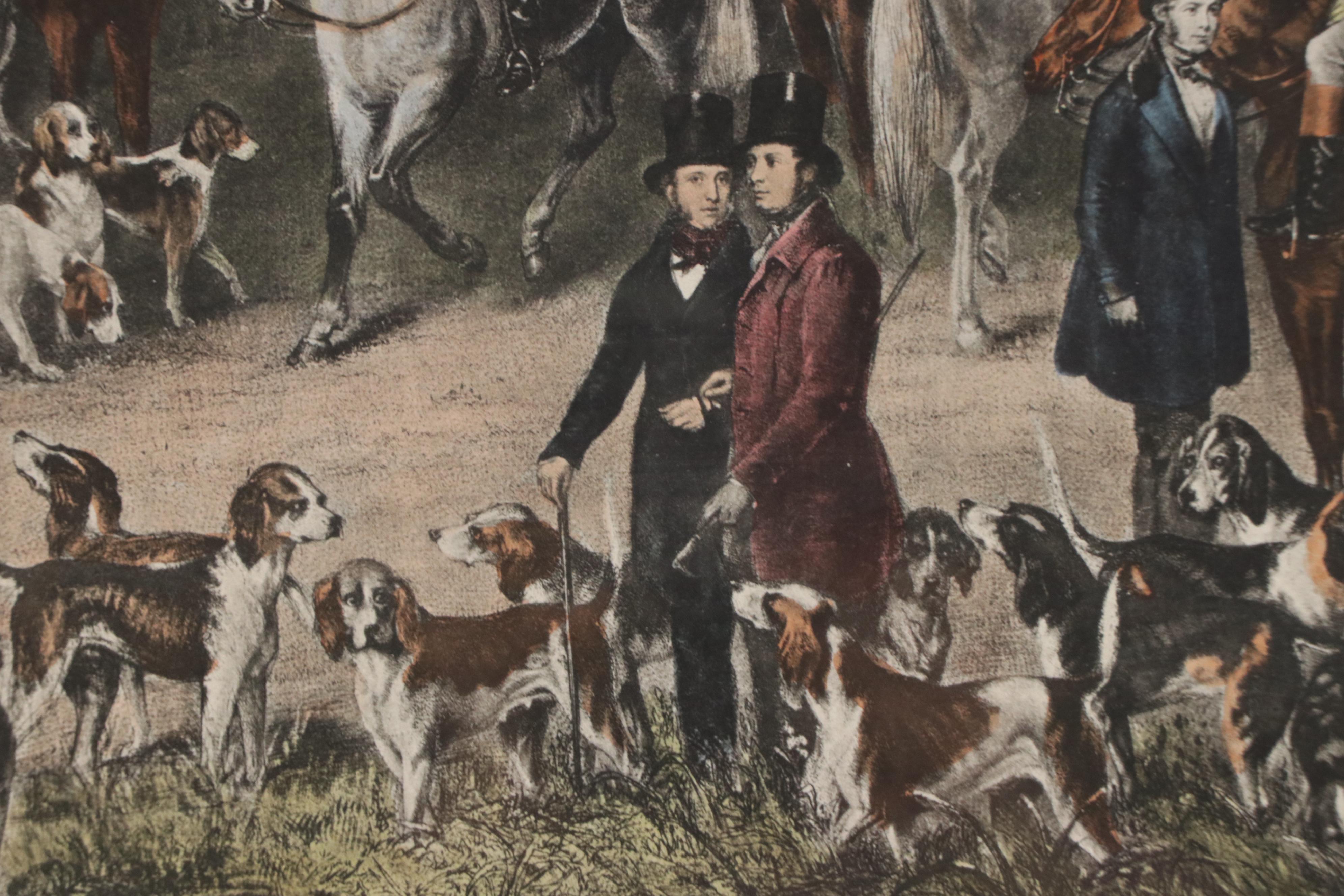 Hunting Genre Hand-Colored Photogravure "The Bury Hunt"