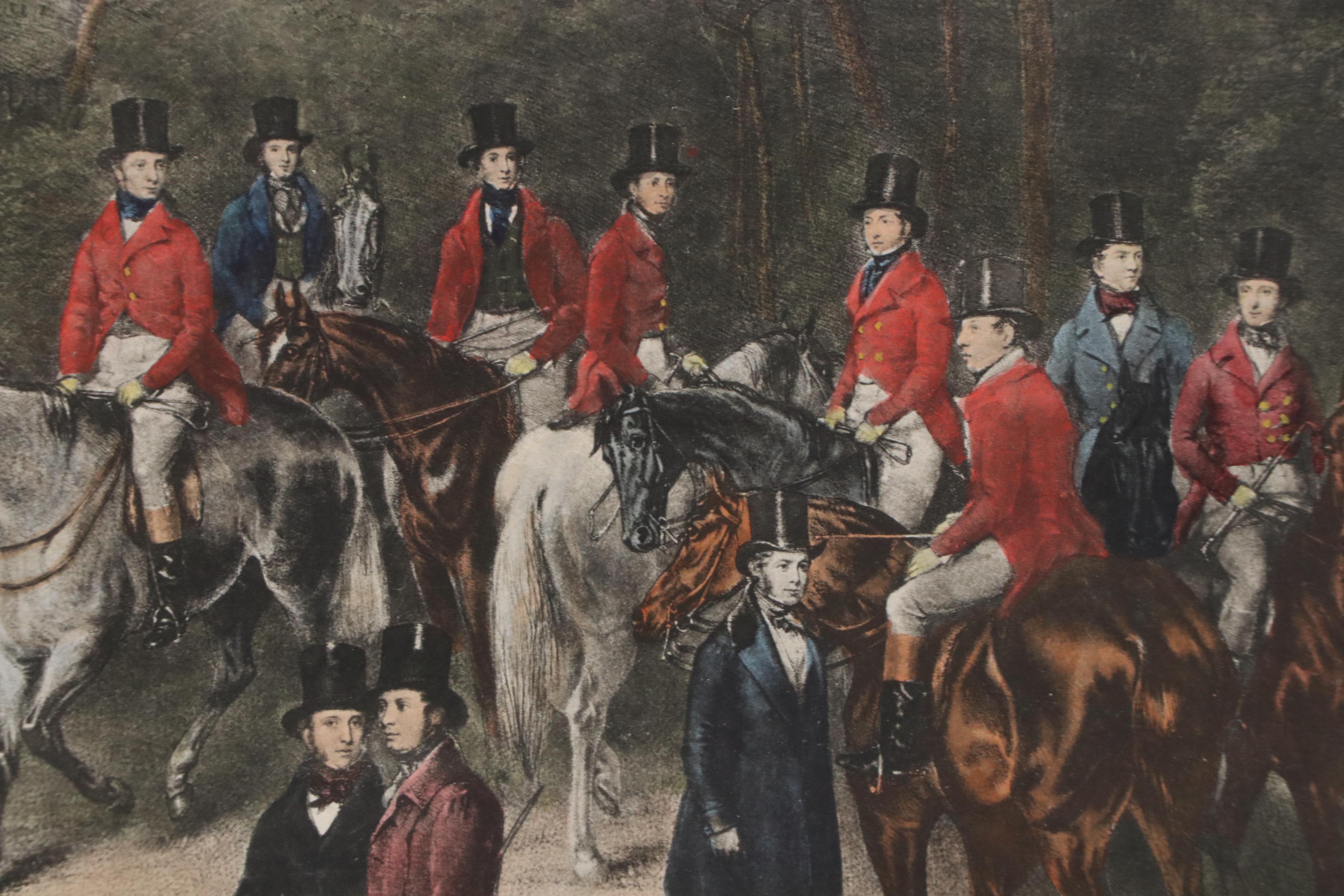 Hunting Genre Hand-Colored Photogravure "The Bury Hunt"