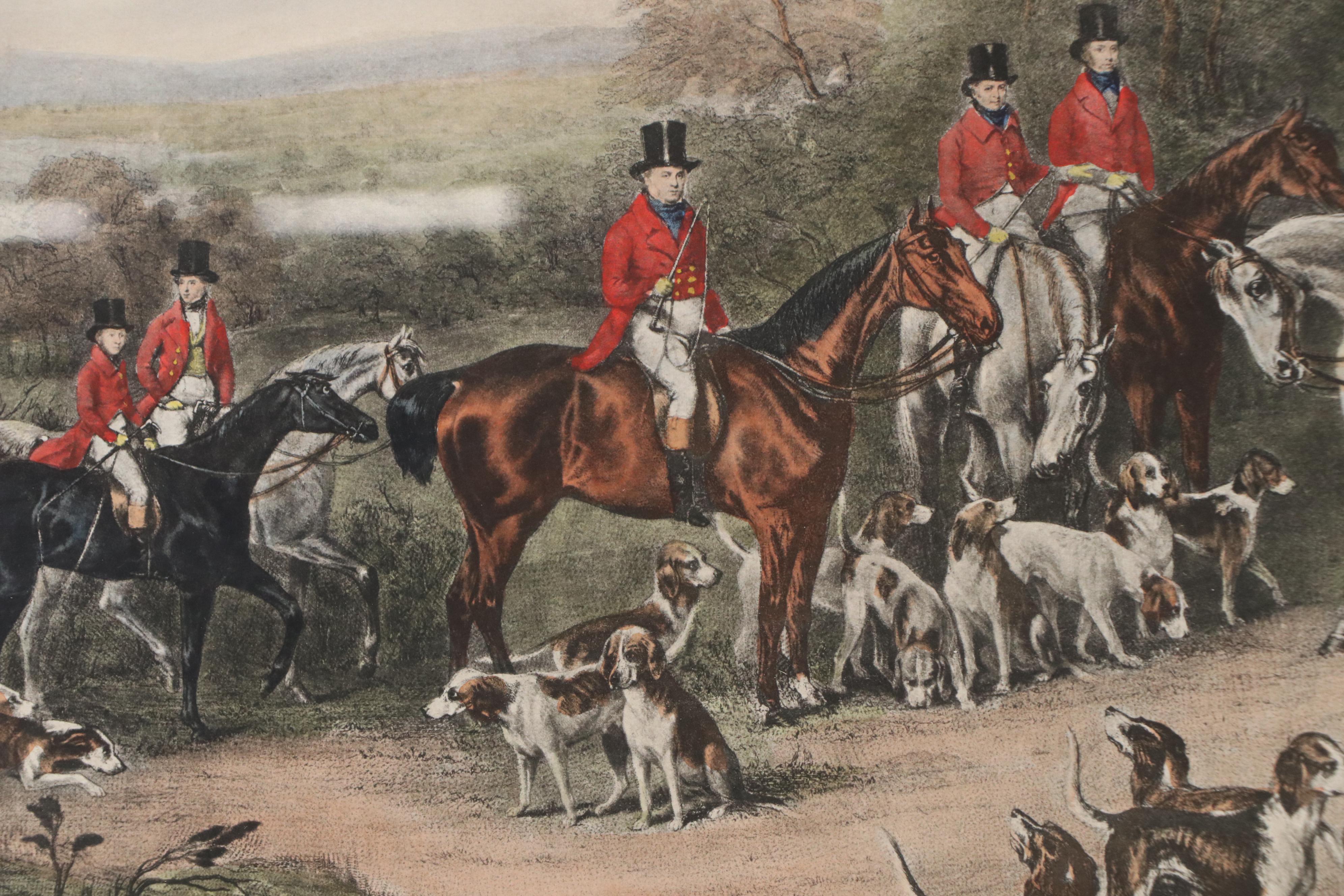 Hunting Genre Hand-Colored Photogravure "The Bury Hunt"