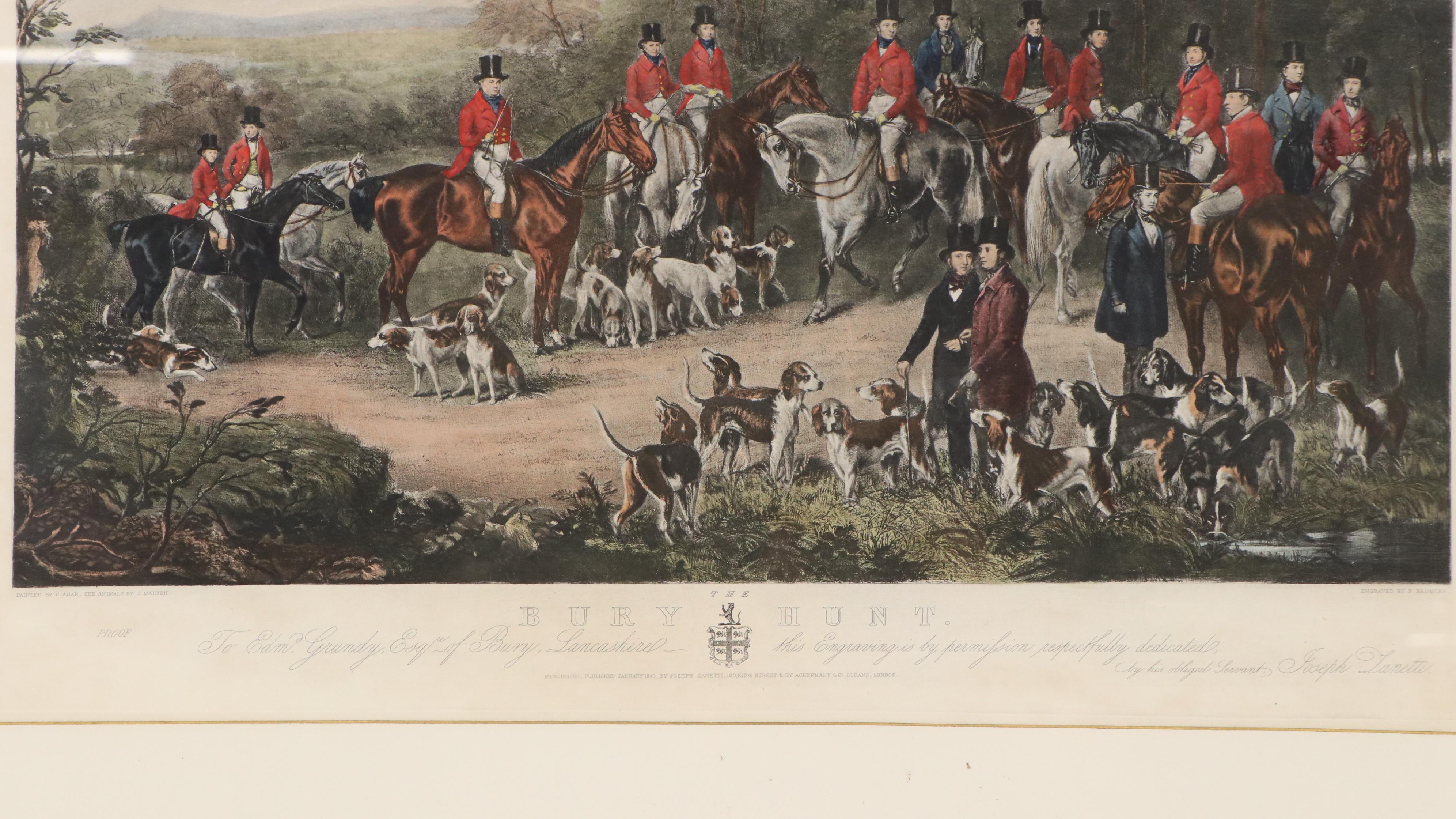 Hunting Genre Hand-Colored Photogravure "The Bury Hunt"
