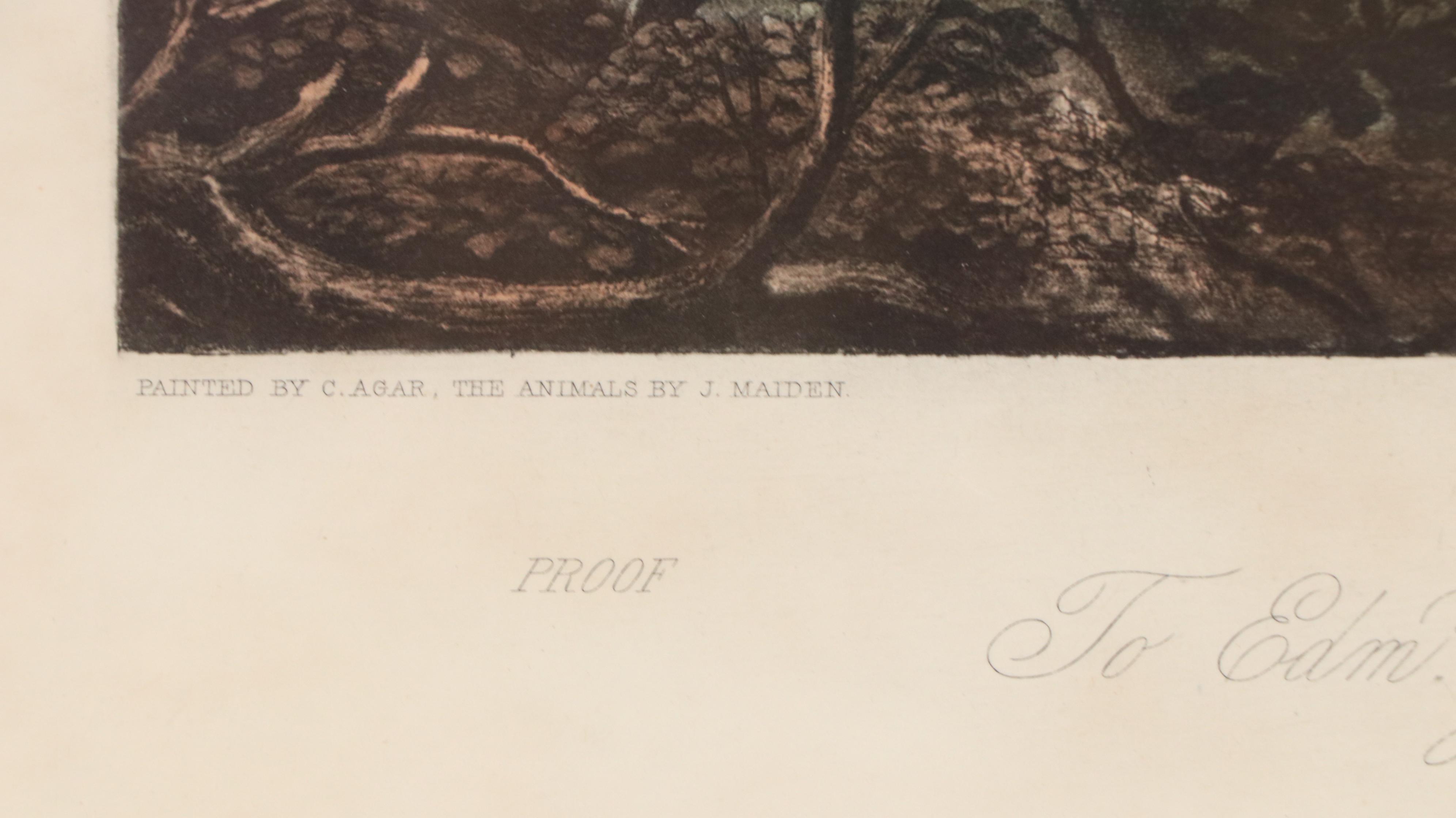 Hunting Genre Hand-Colored Photogravure "The Bury Hunt"