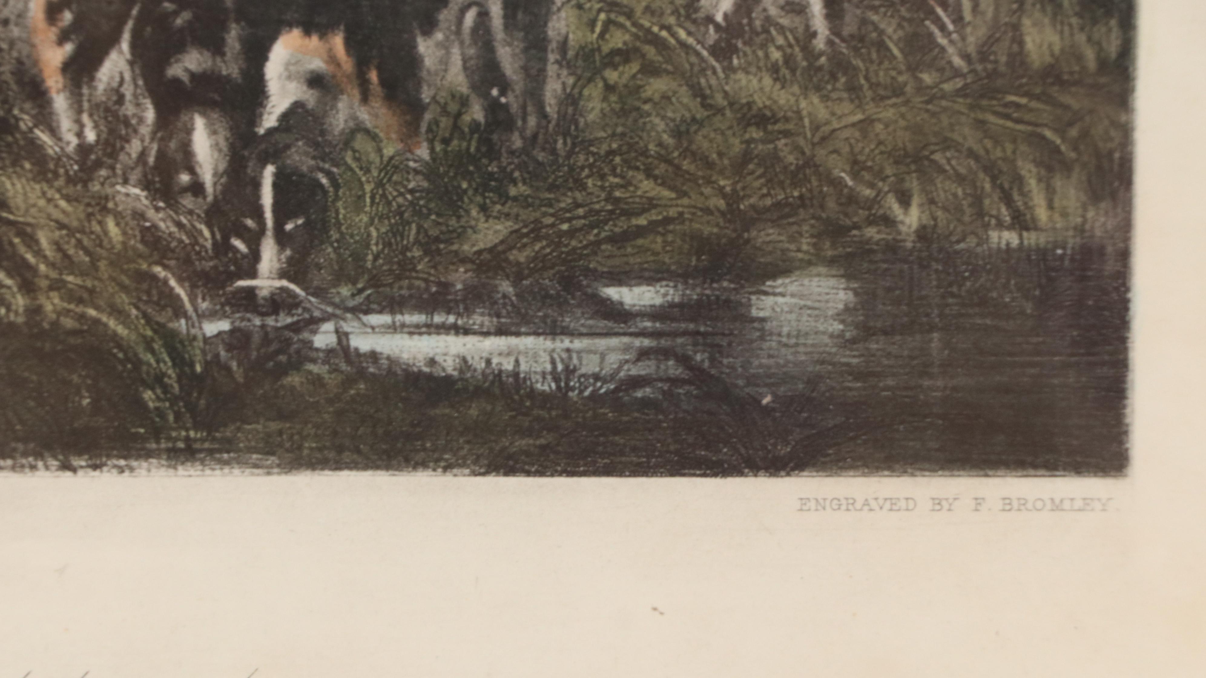 Hunting Genre Hand-Colored Photogravure "The Bury Hunt"
