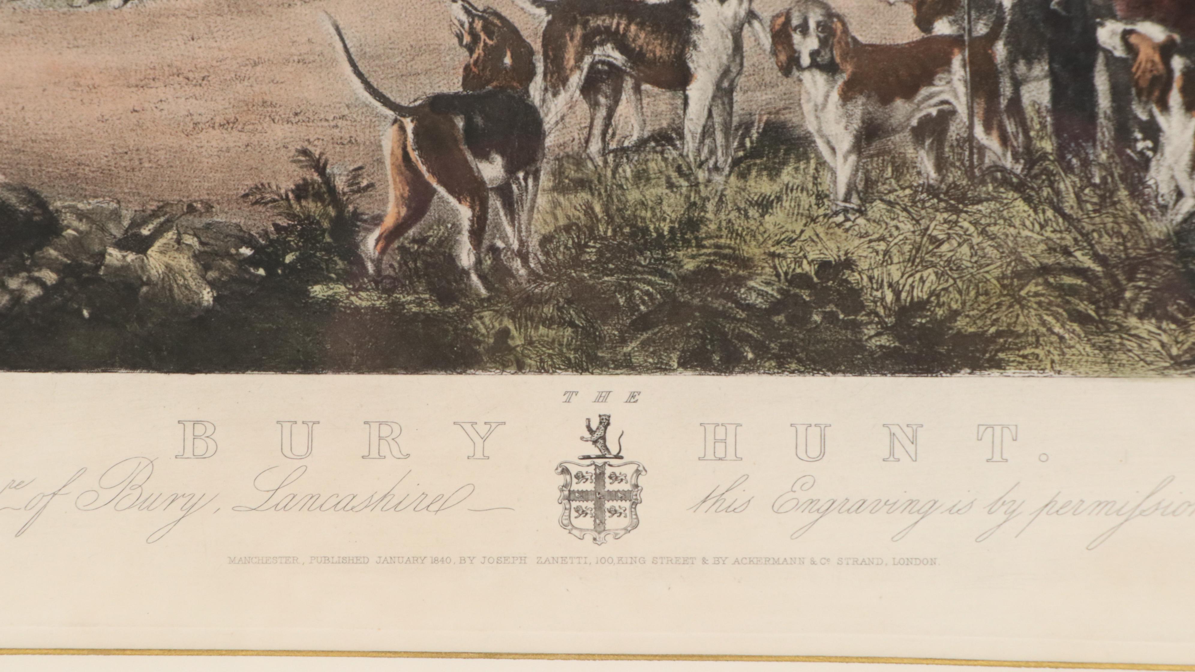 Hunting Genre Hand-Colored Photogravure "The Bury Hunt"