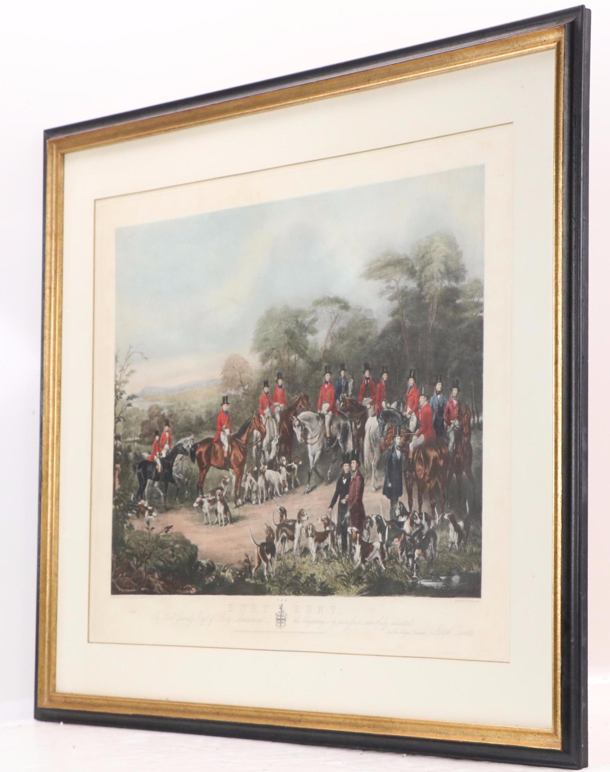 Hunting Genre Hand-Colored Photogravure "The Bury Hunt"