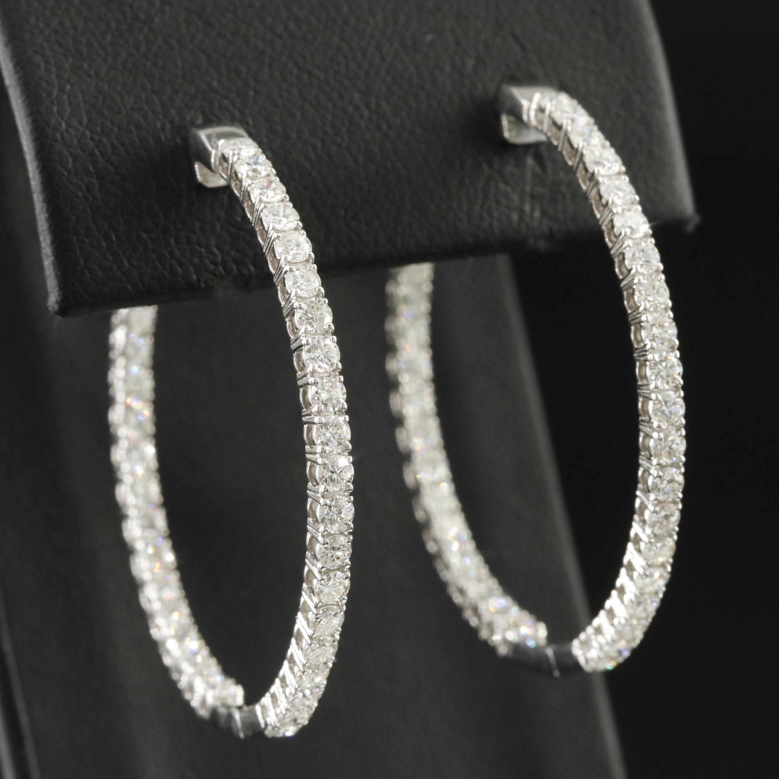 Platinum 2.87 CTW Diamond Inside Out Hoop Earrings