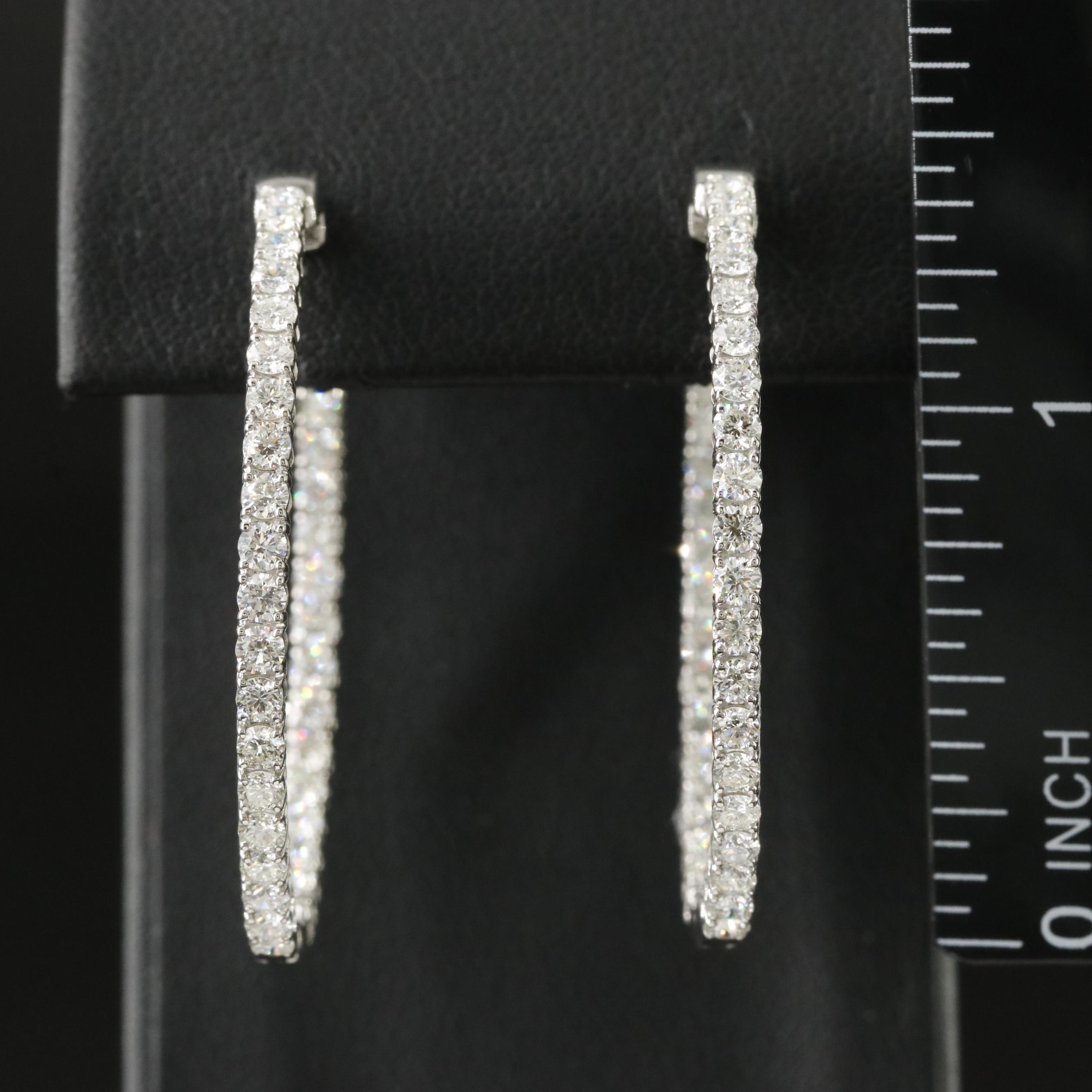 Platinum 2.87 CTW Diamond Inside Out Hoop Earrings