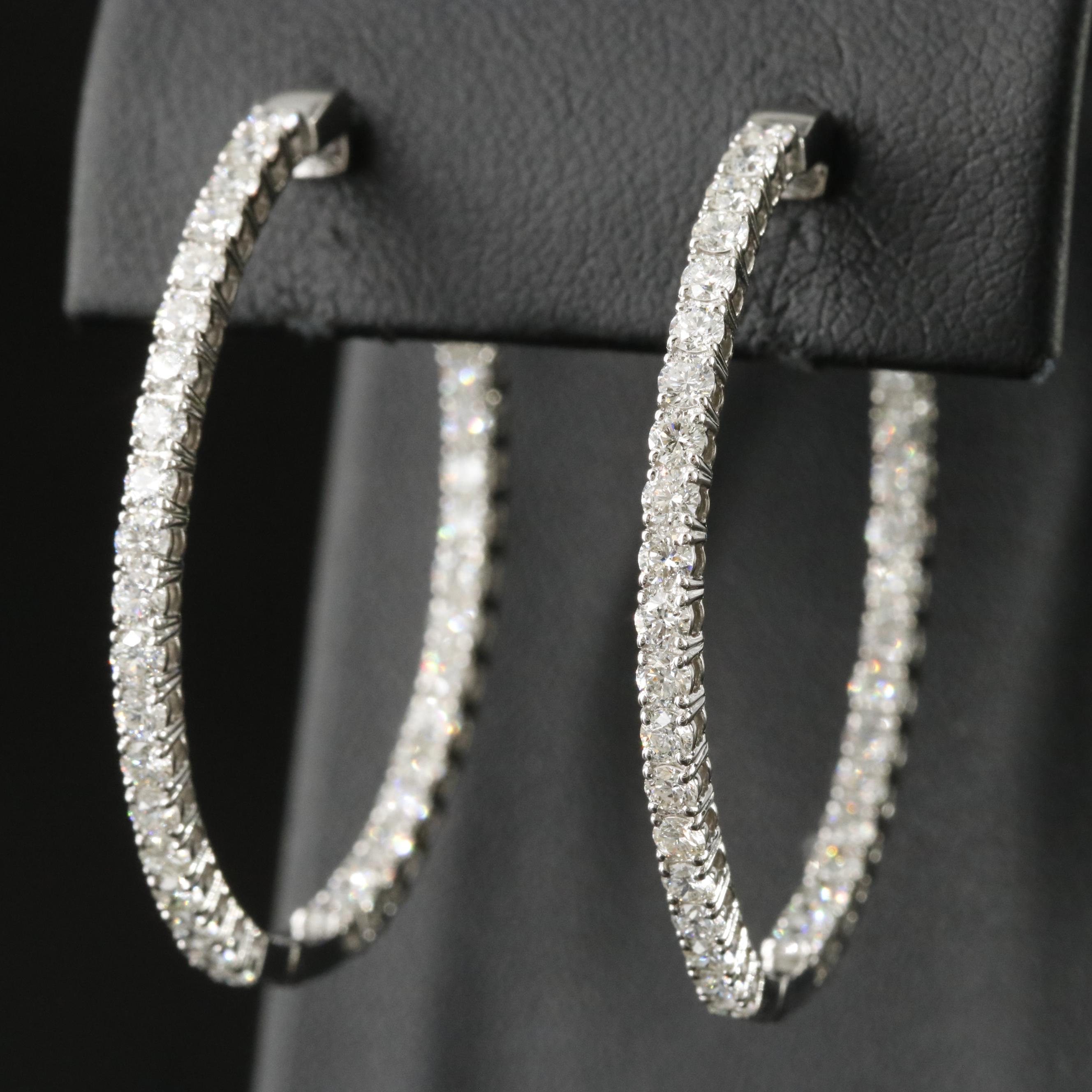 Platinum 2.87 CTW Diamond Inside Out Hoop Earrings