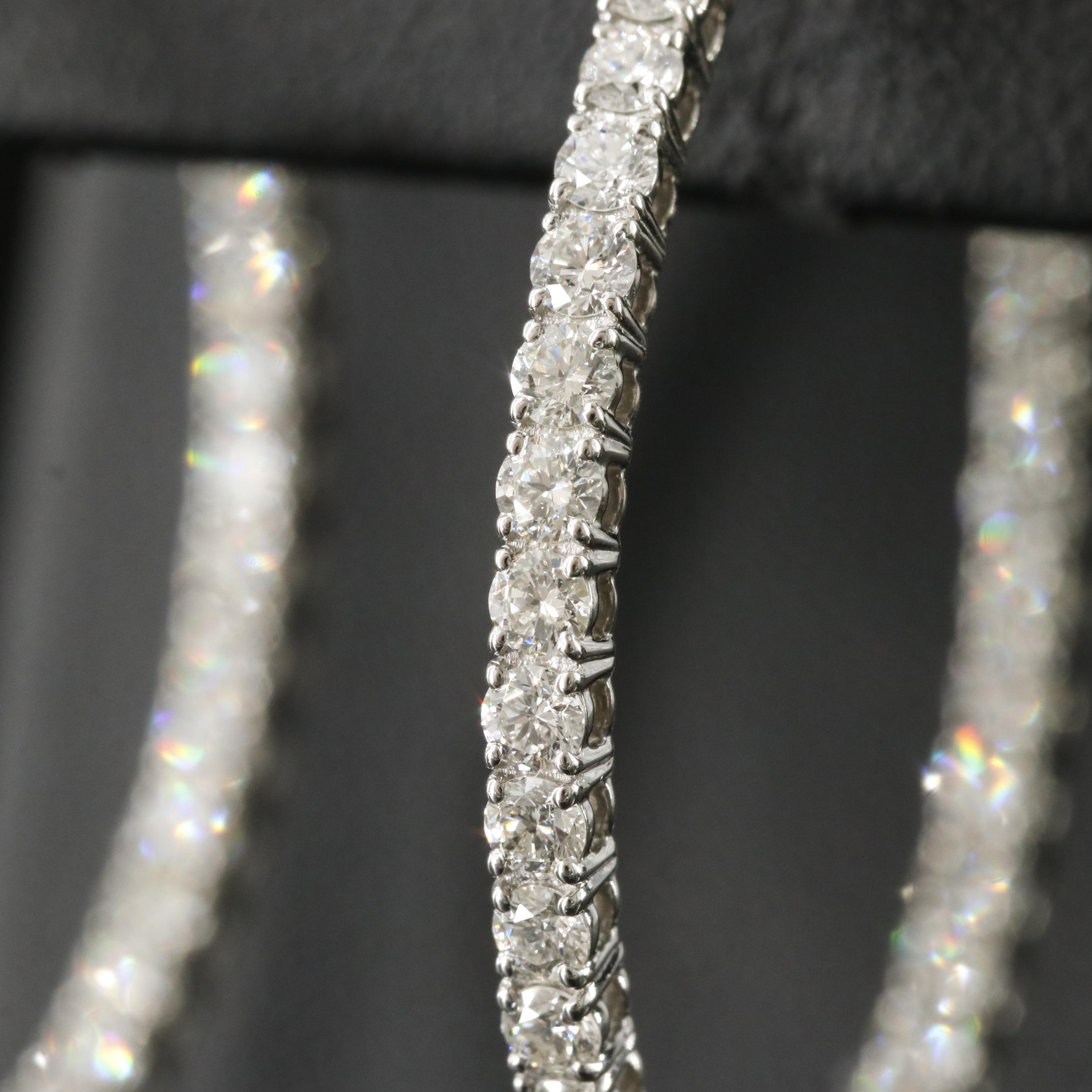 Platinum 2.87 CTW Diamond Inside Out Hoop Earrings