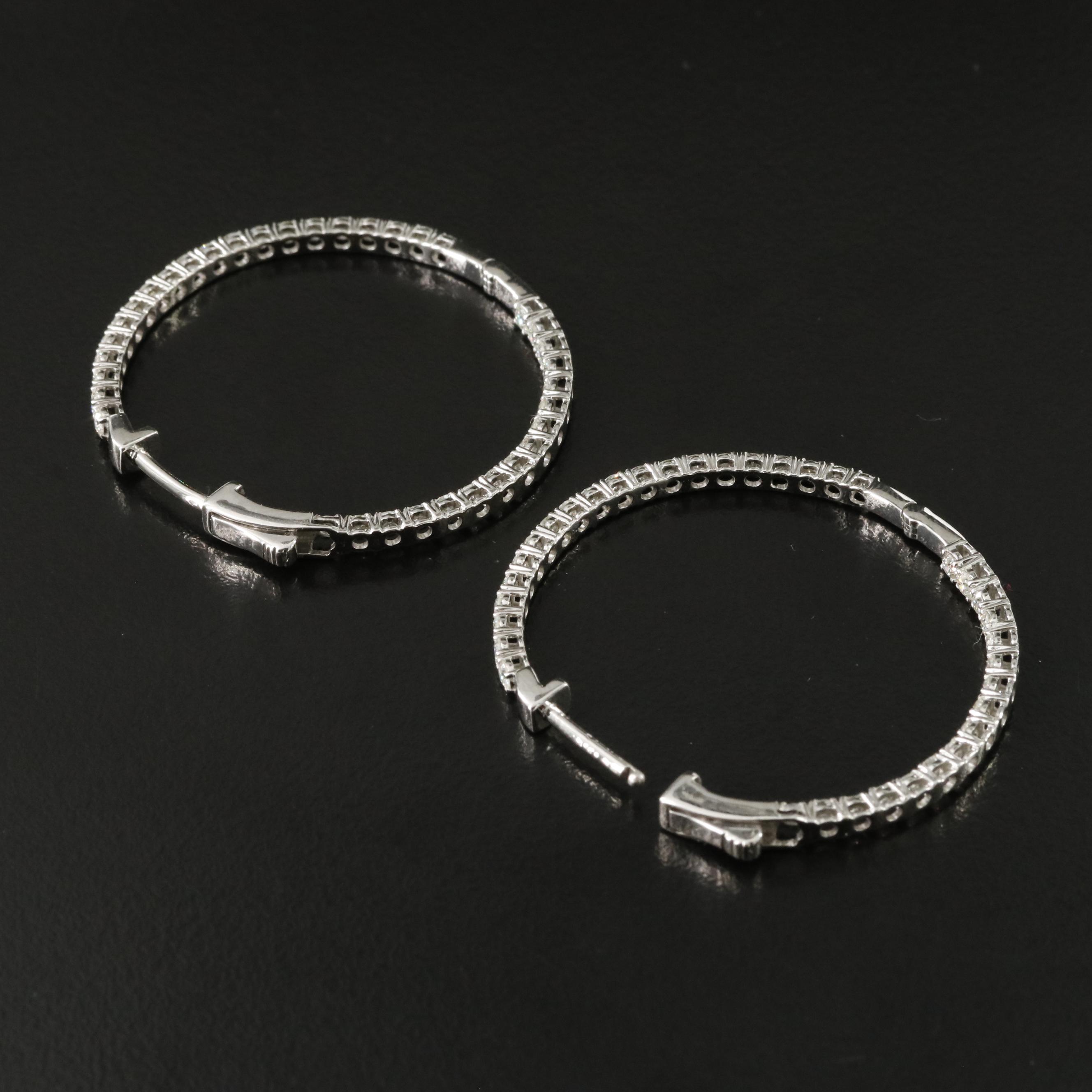 Platinum 2.87 CTW Diamond Inside Out Hoop Earrings