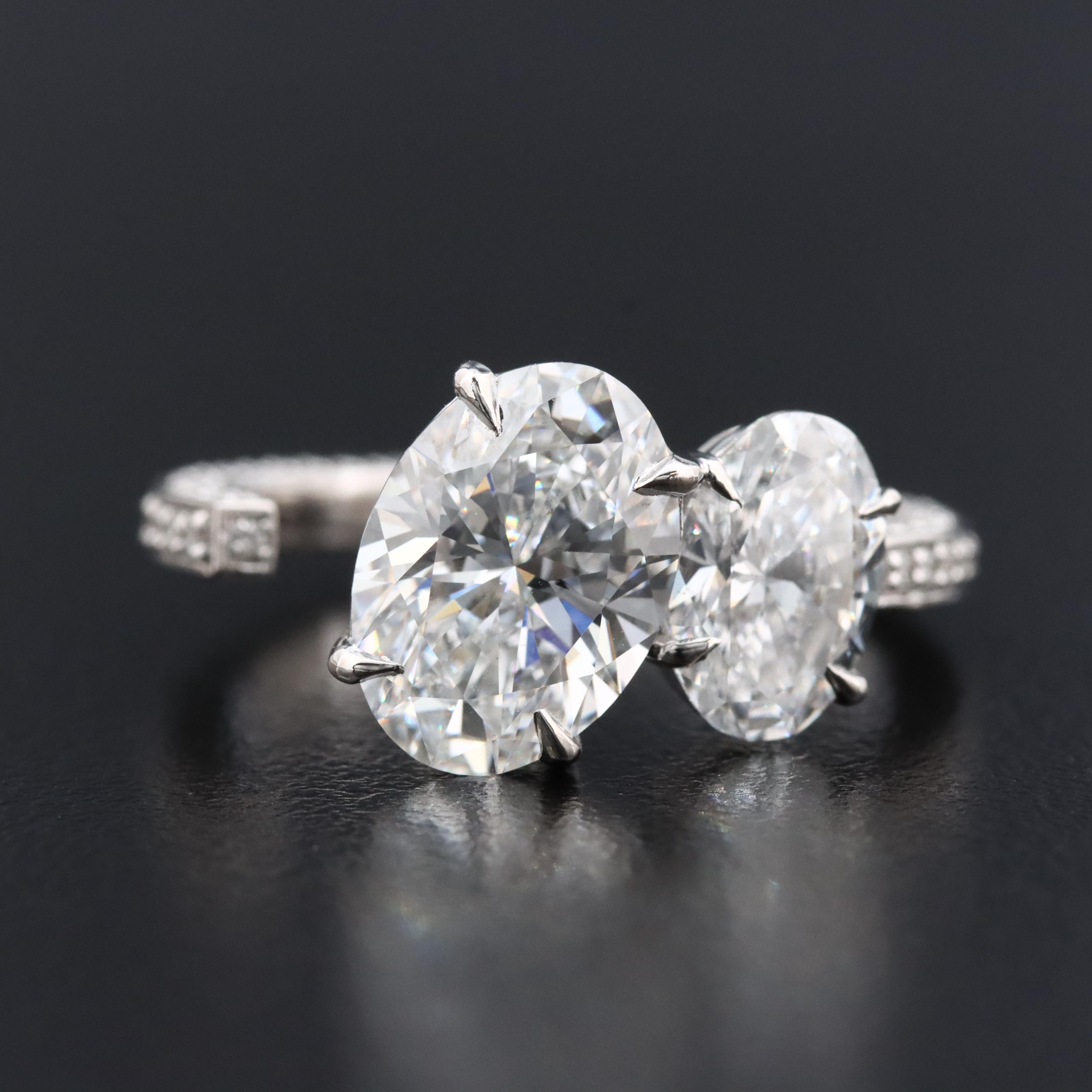 14K 3.78 CTW Lab Grown Diamond Ring with Open Shank Design and IGI Reports