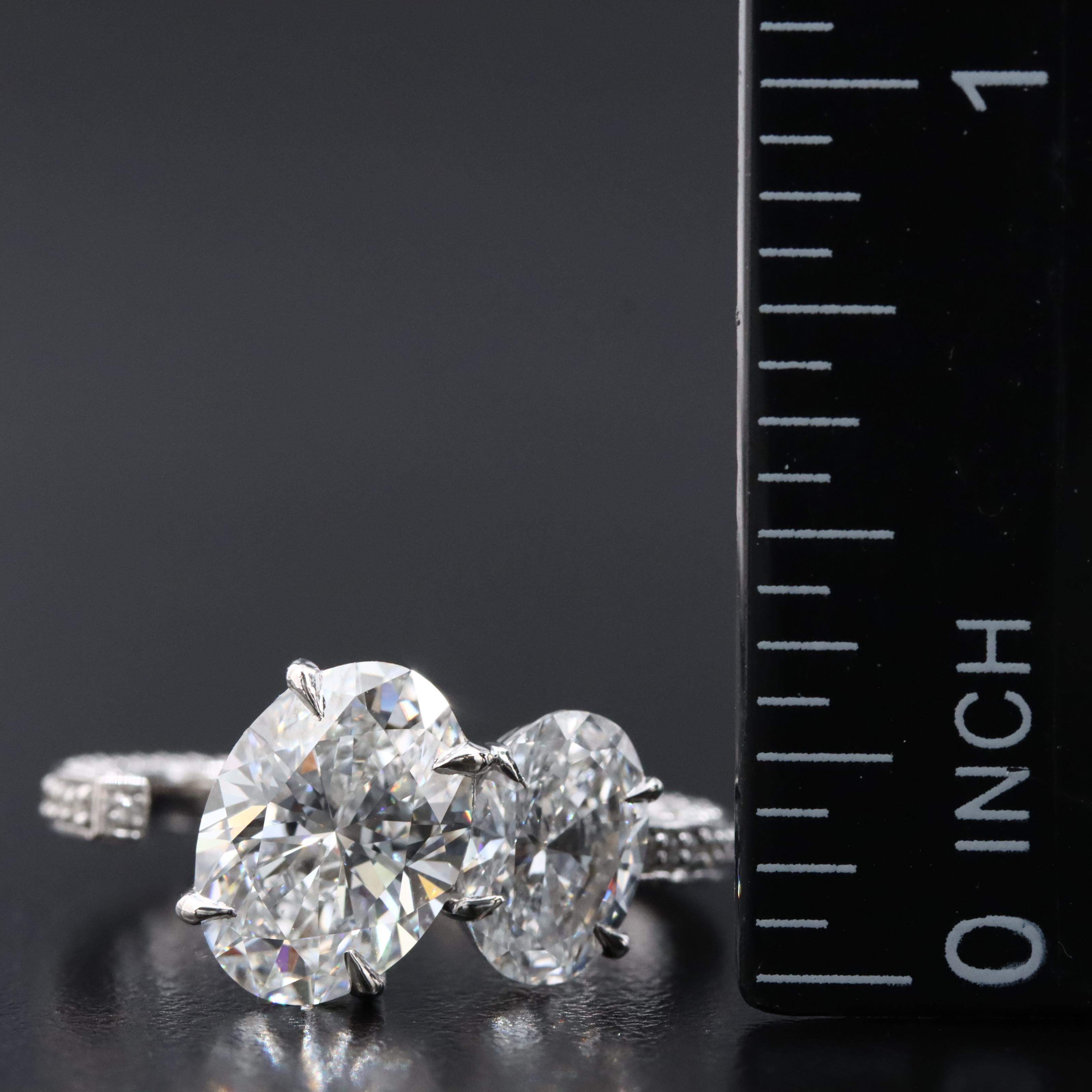 14K 3.78 CTW Lab Grown Diamond Ring with Open Shank Design and IGI Reports