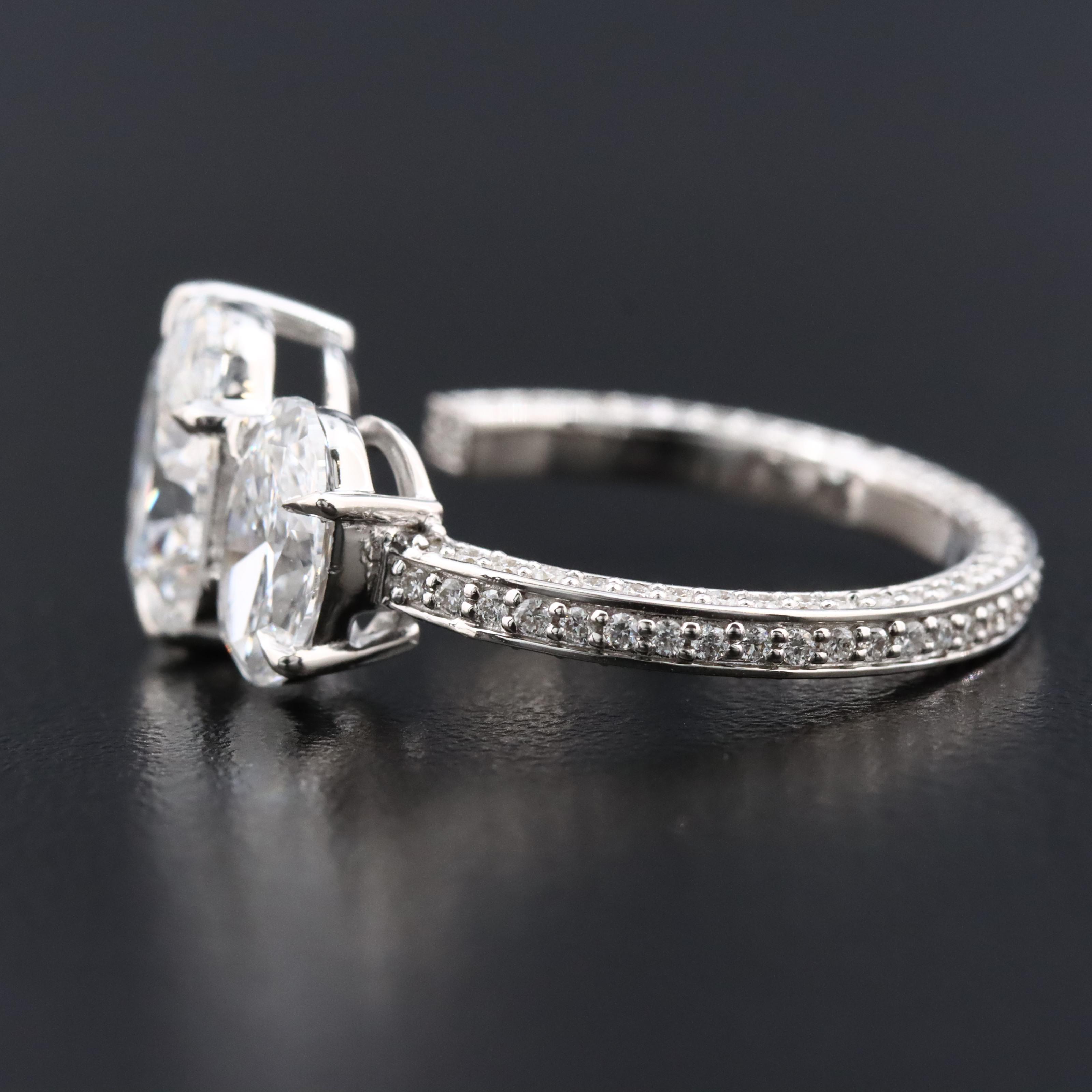 14K 3.78 CTW Lab Grown Diamond Ring with Open Shank Design and IGI Reports