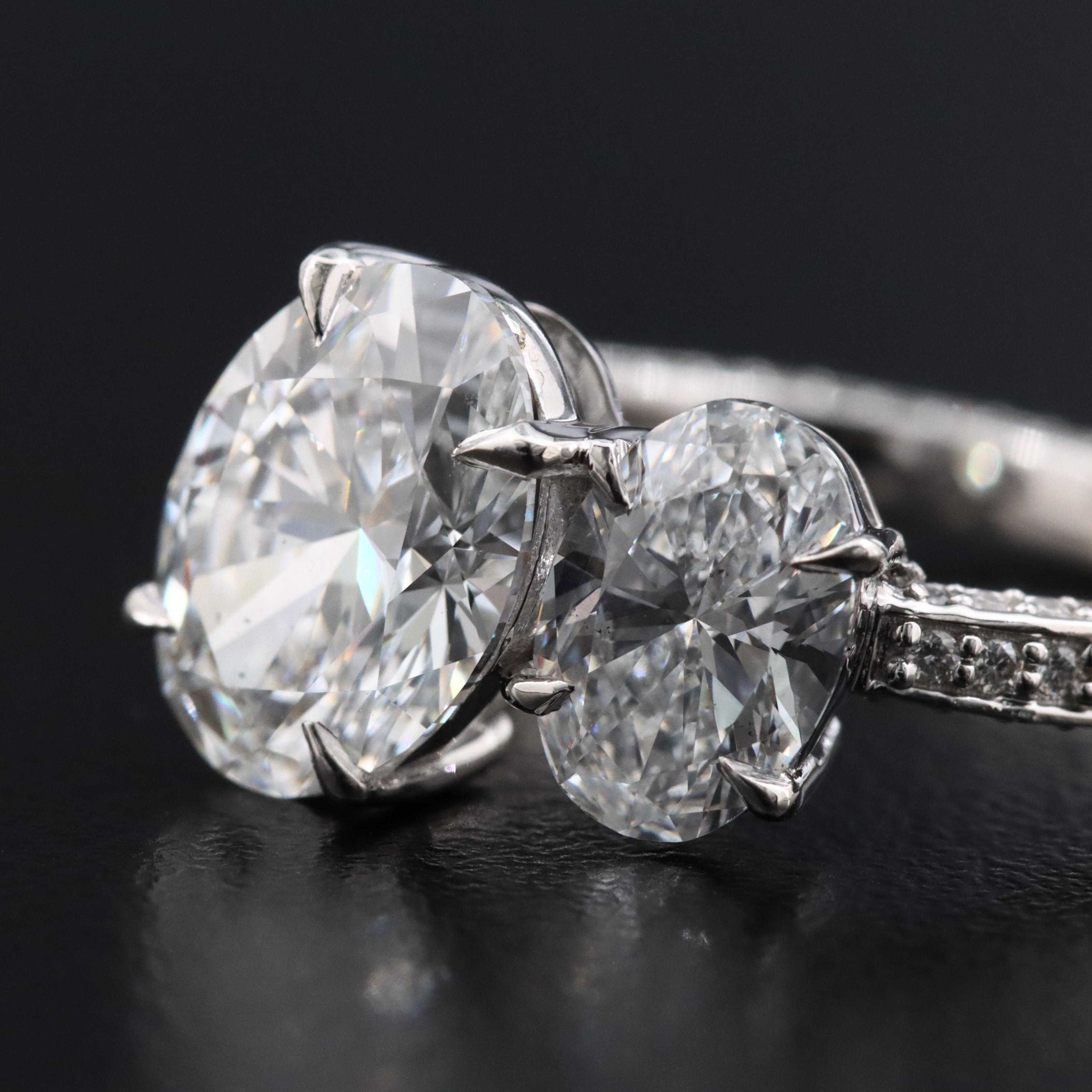 14K 3.78 CTW Lab Grown Diamond Ring with Open Shank Design and IGI Reports