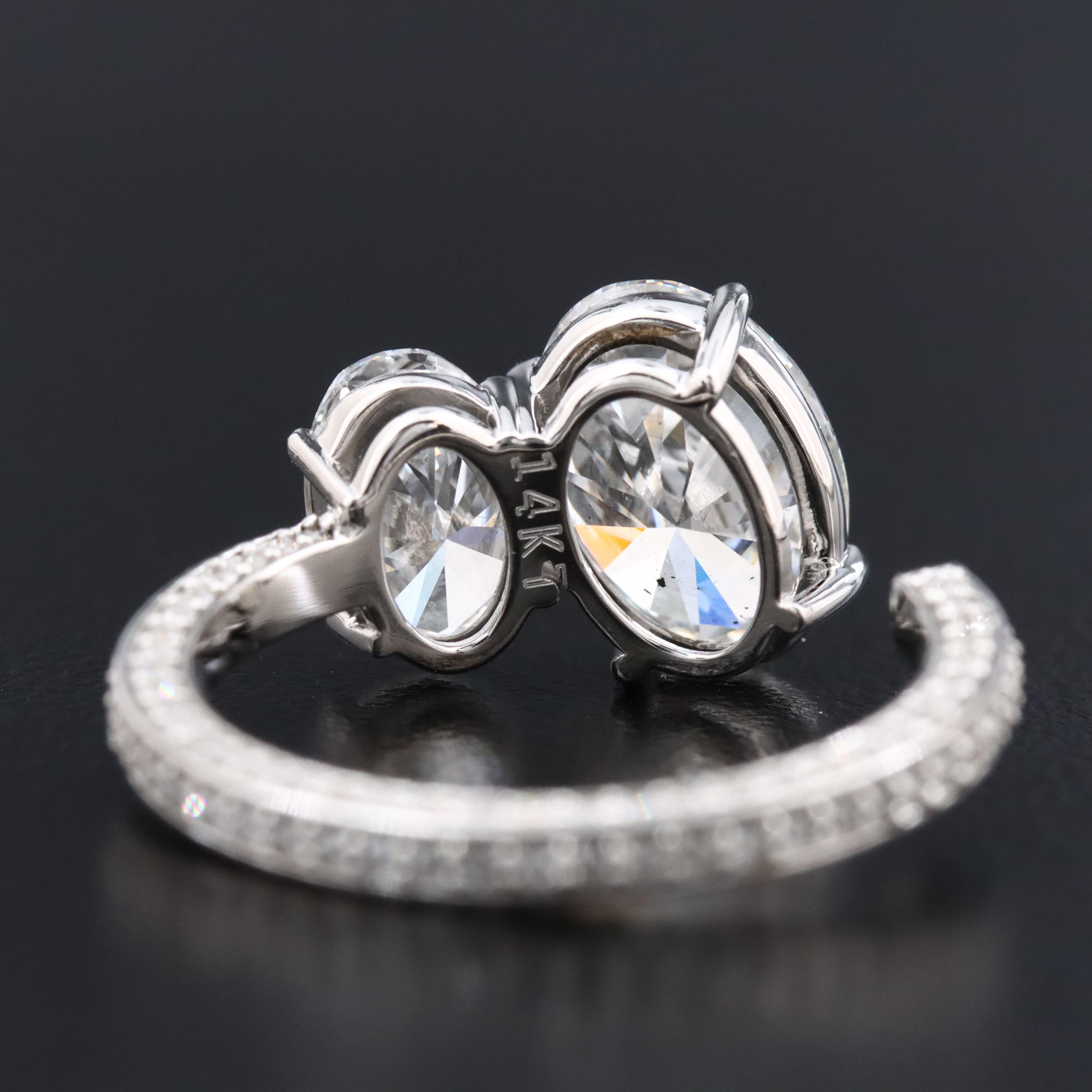 14K 3.78 CTW Lab Grown Diamond Ring with Open Shank Design and IGI Reports