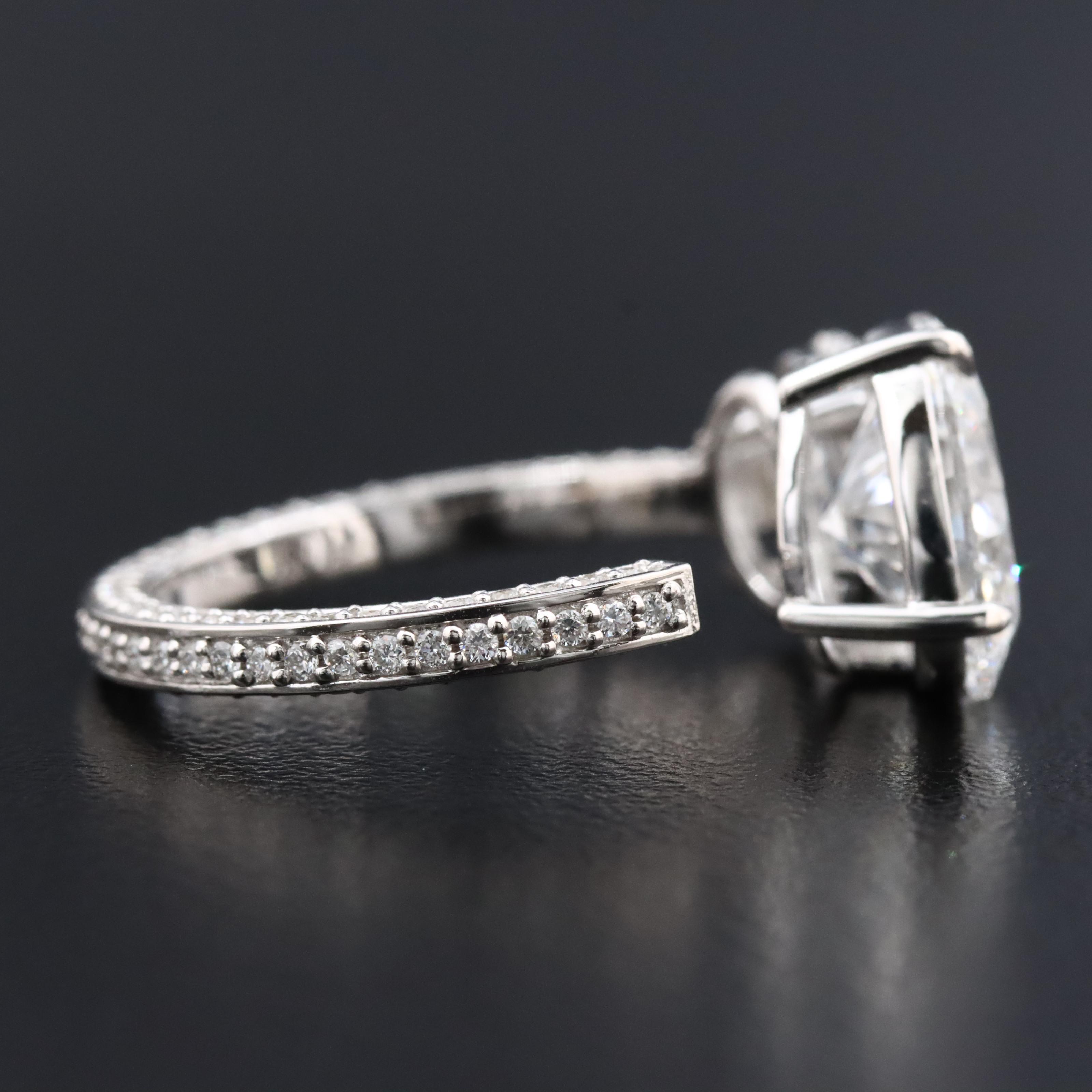 14K 3.78 CTW Lab Grown Diamond Ring with Open Shank Design and IGI Reports