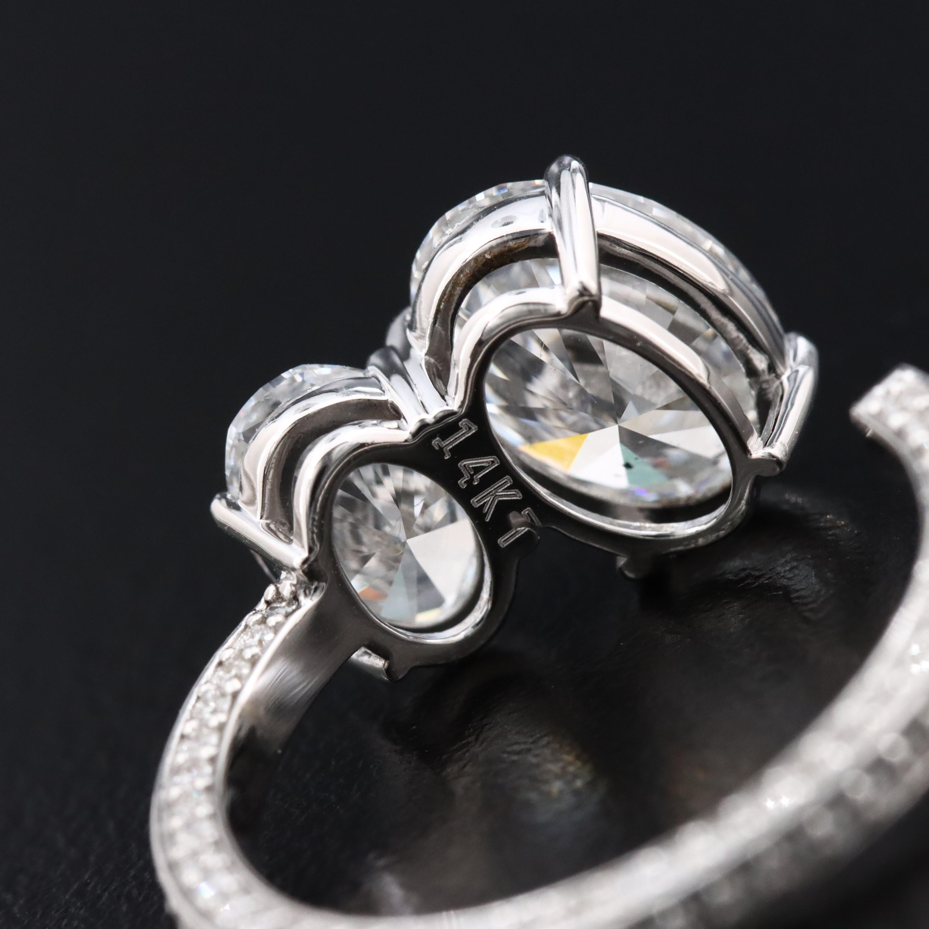 14K 3.78 CTW Lab Grown Diamond Ring with Open Shank Design and IGI Reports